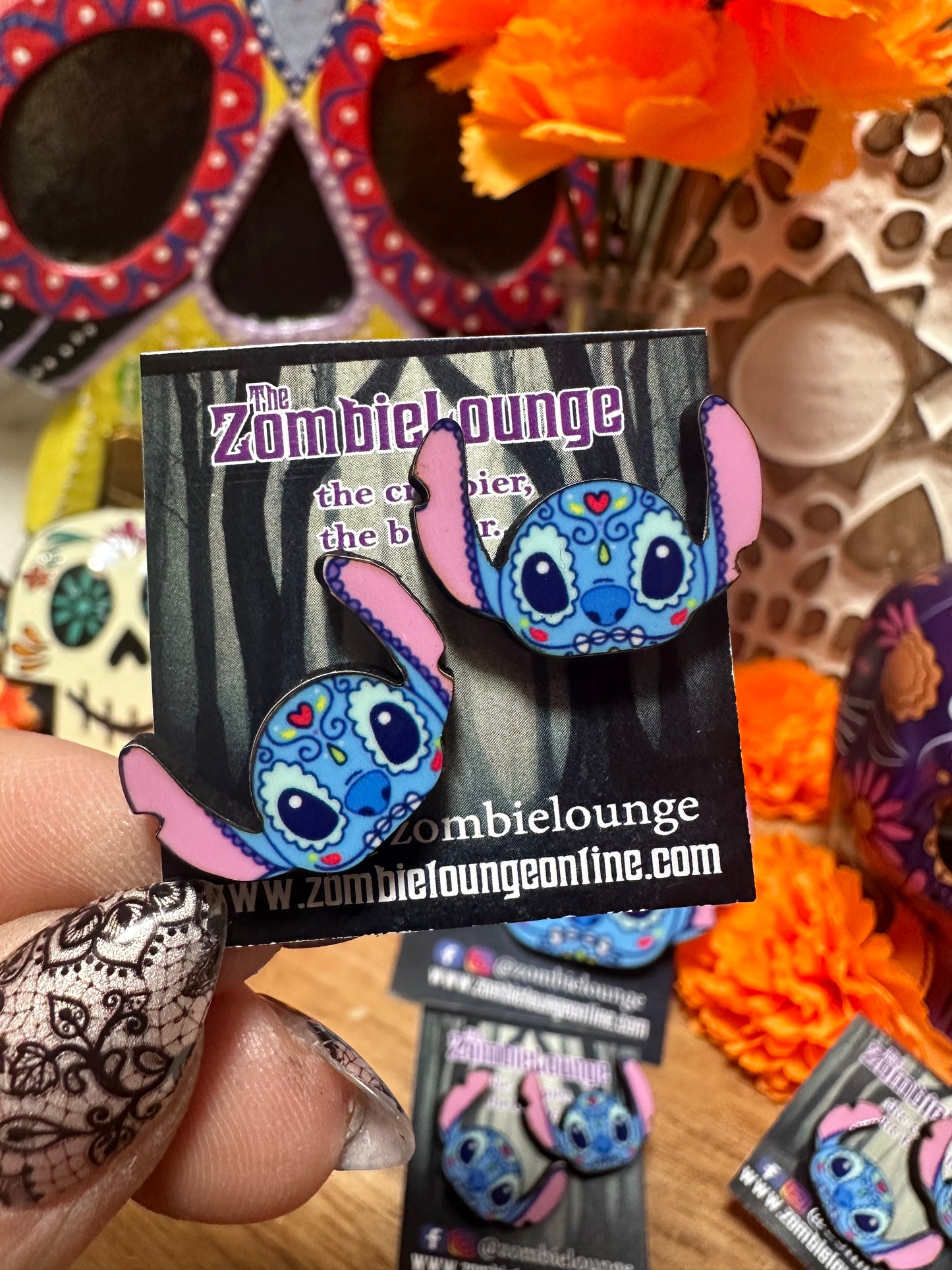 Stitch Sugar Skull Earrings