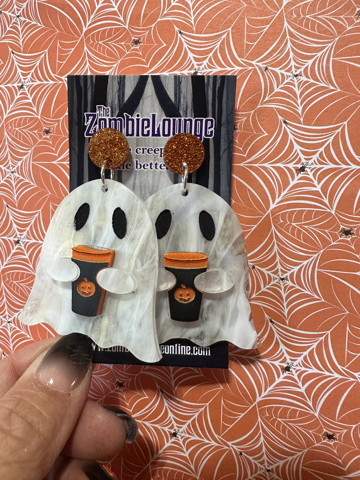 Pumpkin Spice Latte Ghost Earrings