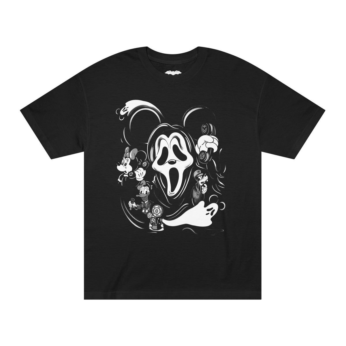Horror Mashup Tee – Ghost Face Cartoon Character Graphic T-Shirt