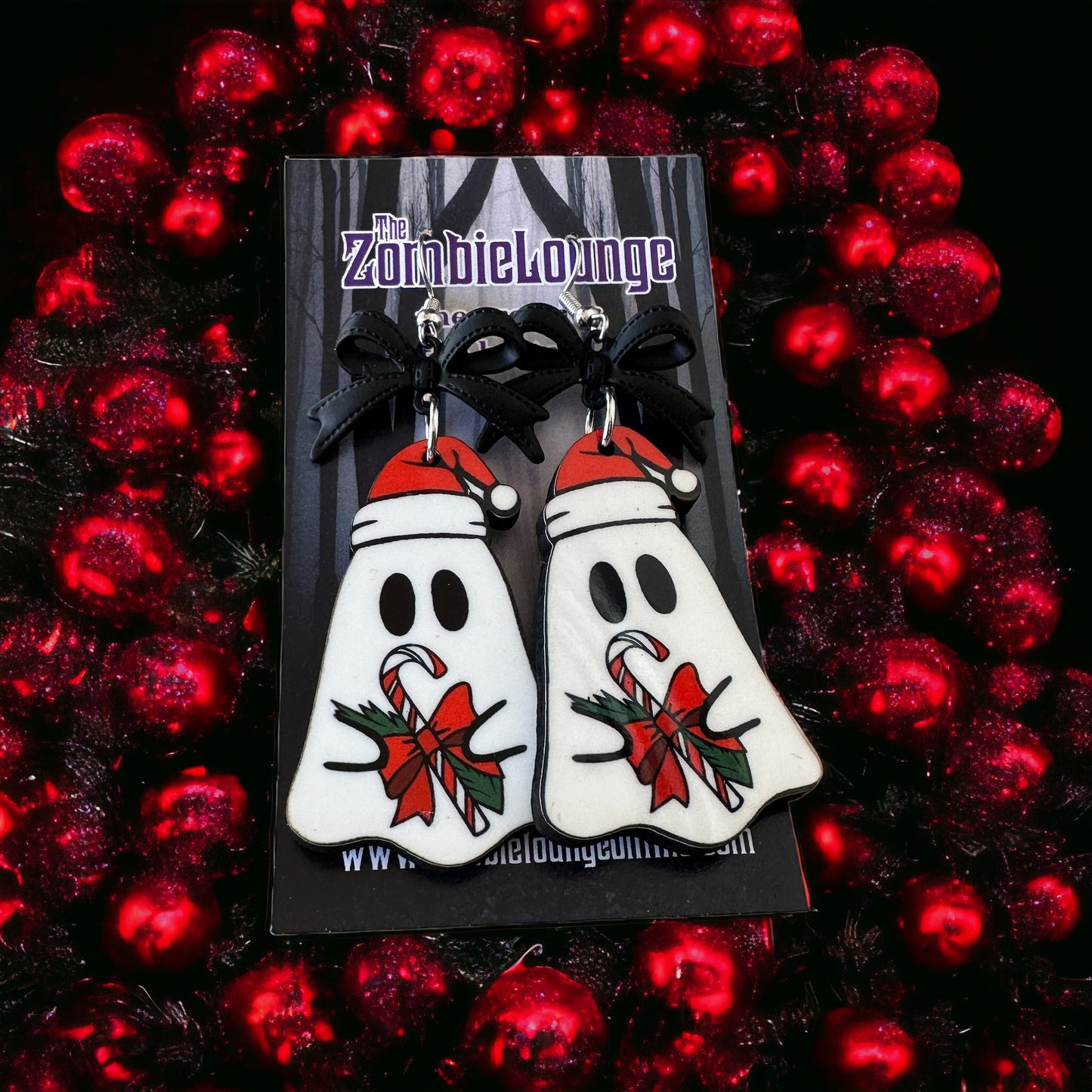 Christmas Bow Ghost Earrings