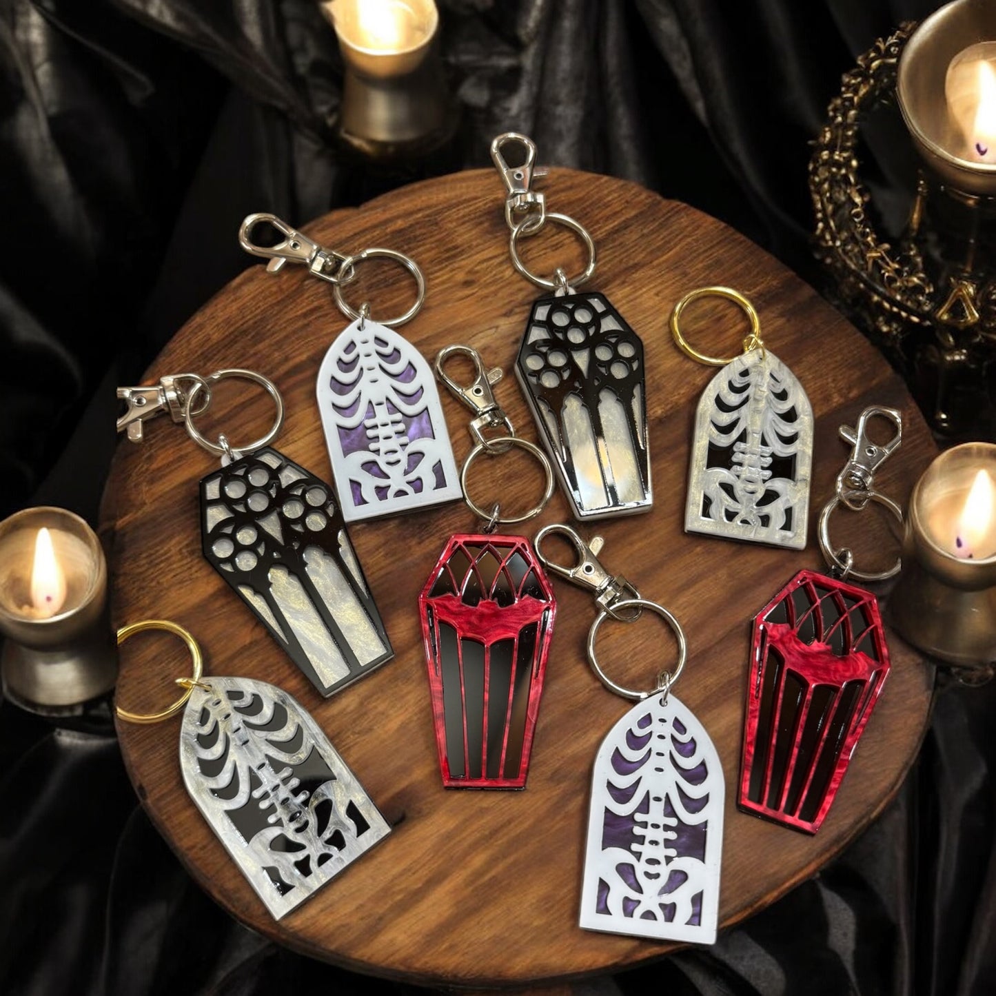 Gothic Coffin Earrings and Bag Charms