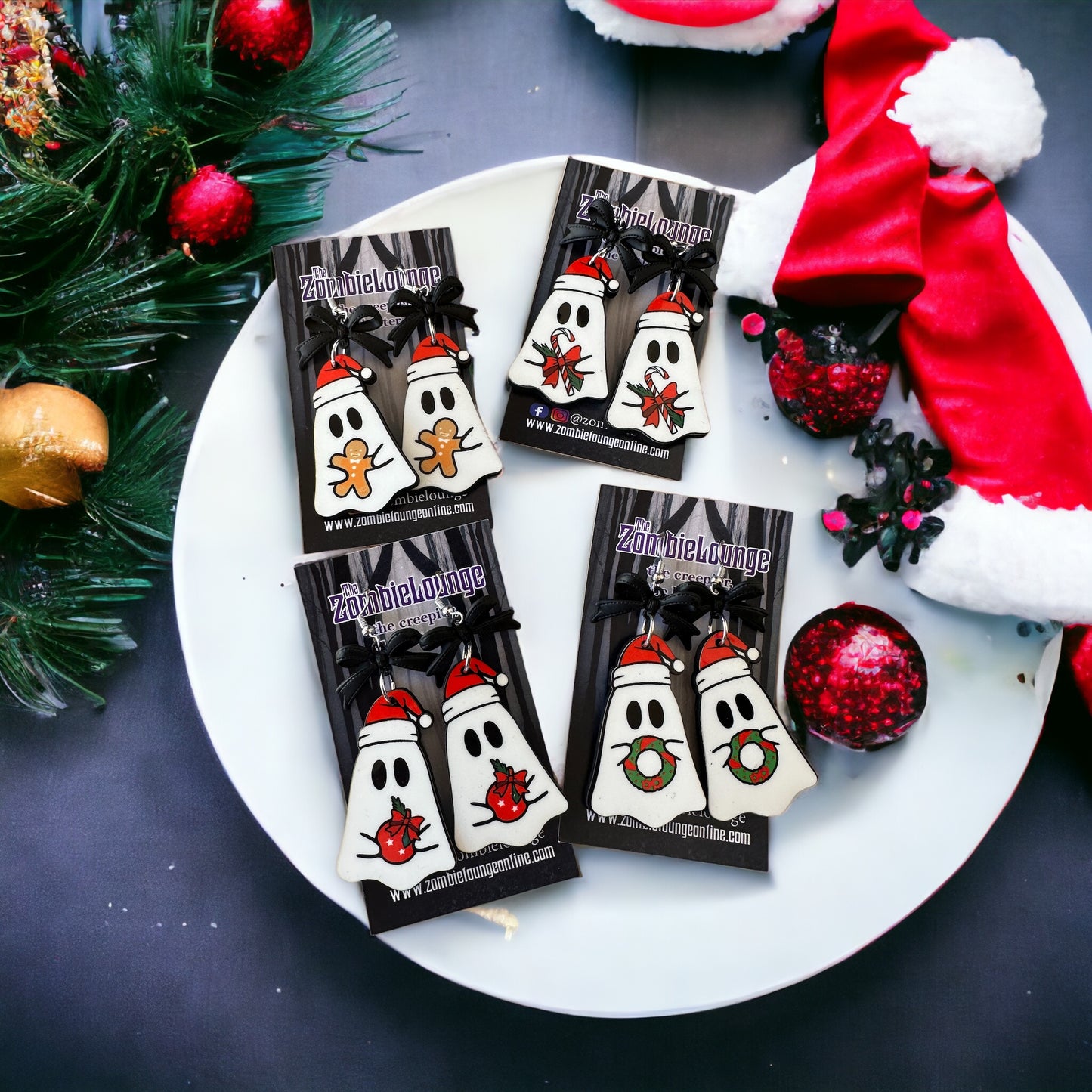 Christmas Bow Ghost Earrings