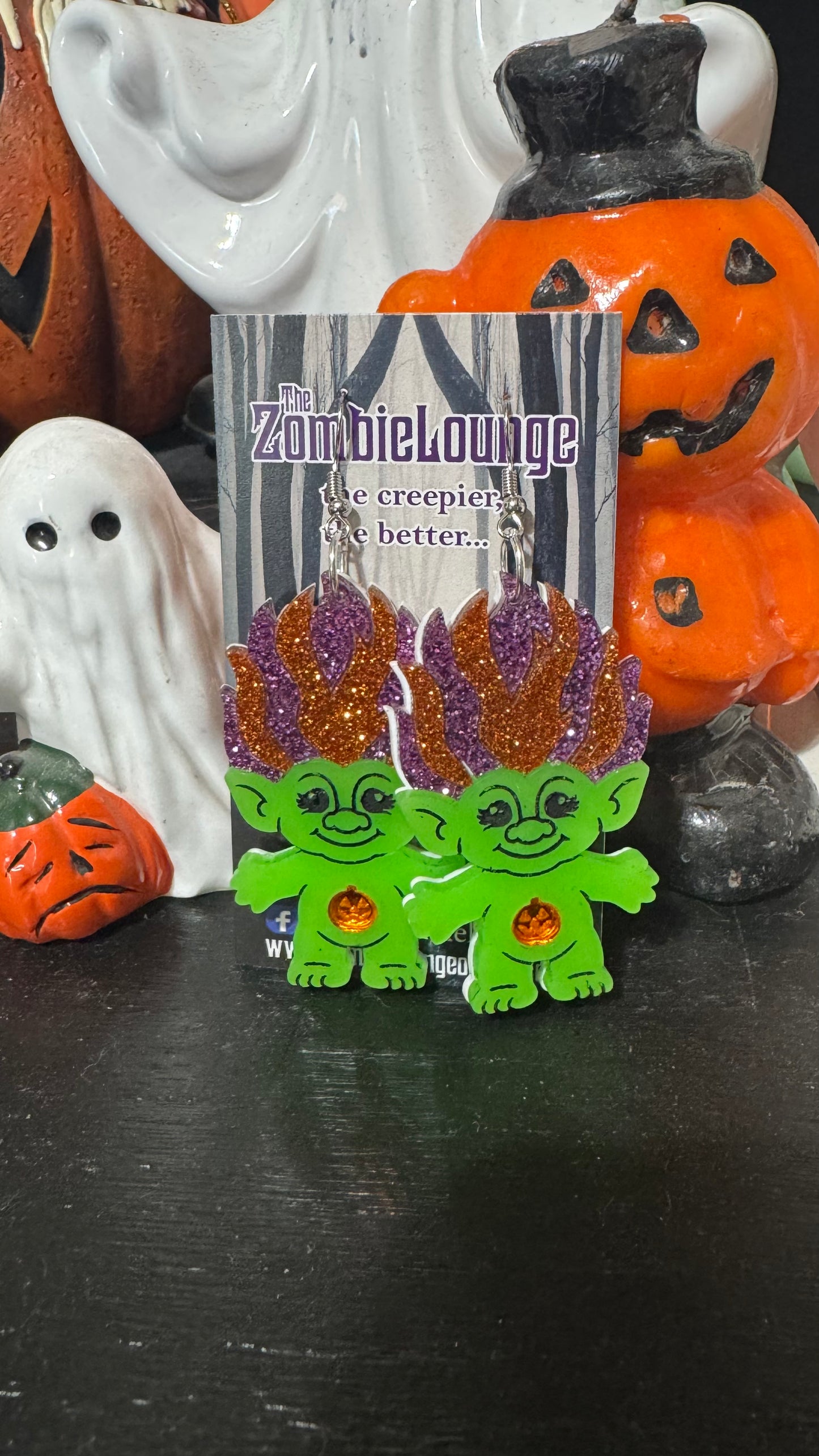 Halloween Troll Pumpkin Earrings