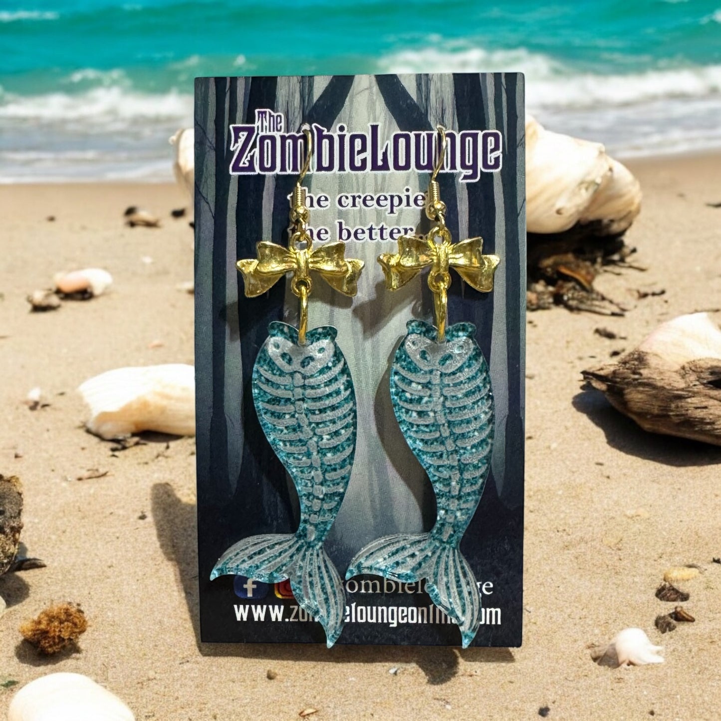 Skeleton Mermaid Tail Earrings