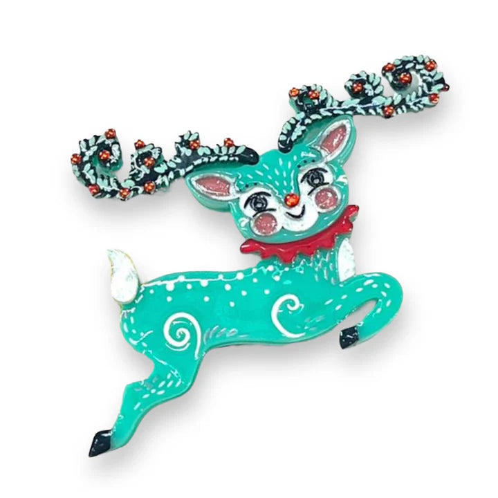 Fawna Leaping Reindeer Brooch
