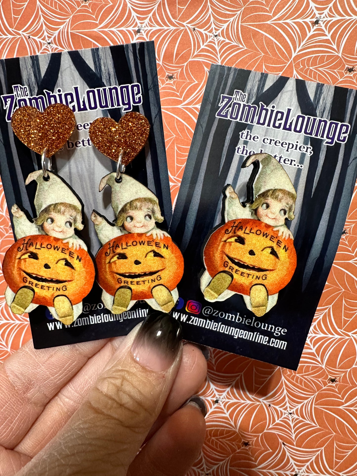 Vintage Halloween Pumpkin Girl
