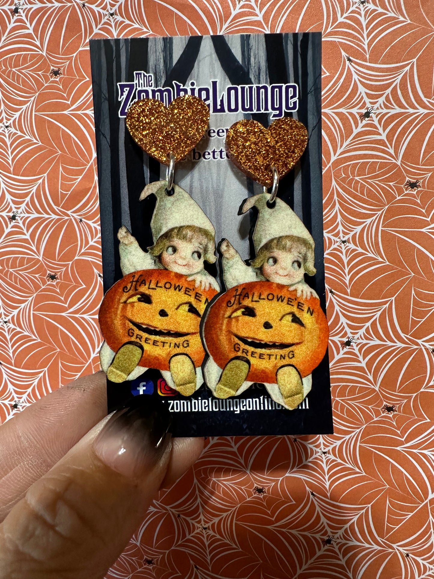 Vintage Halloween Pumpkin Girl