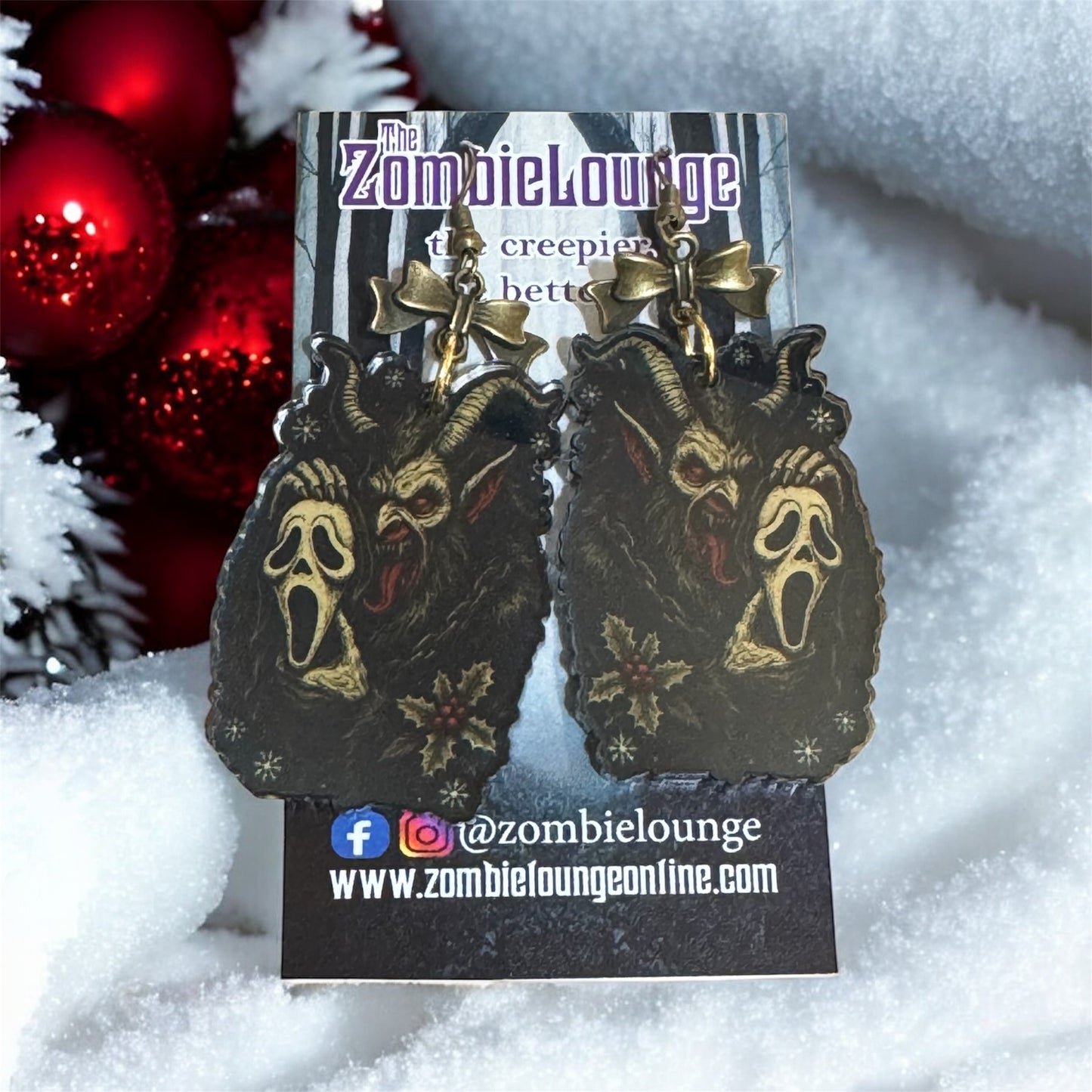 Krampus earrings and keychain