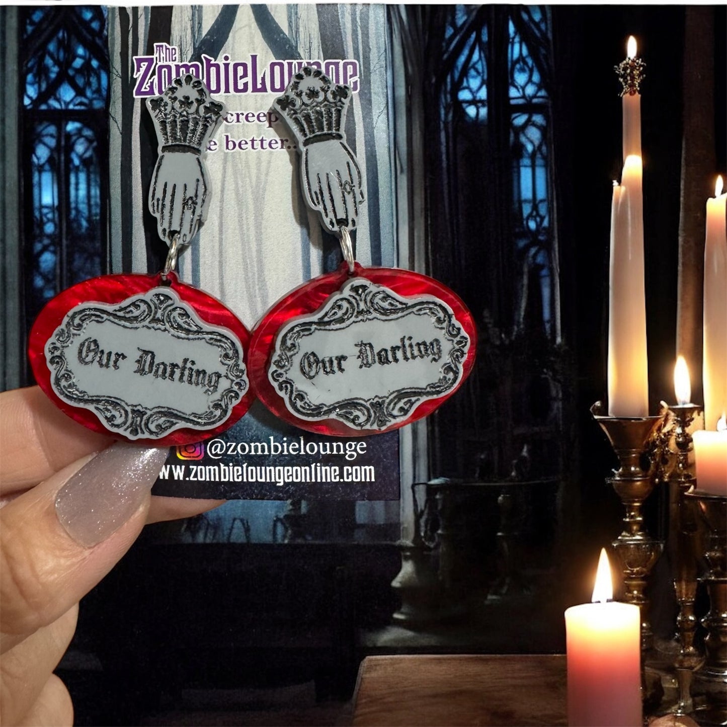 Gothic Funeral Casket Plaque Earrings