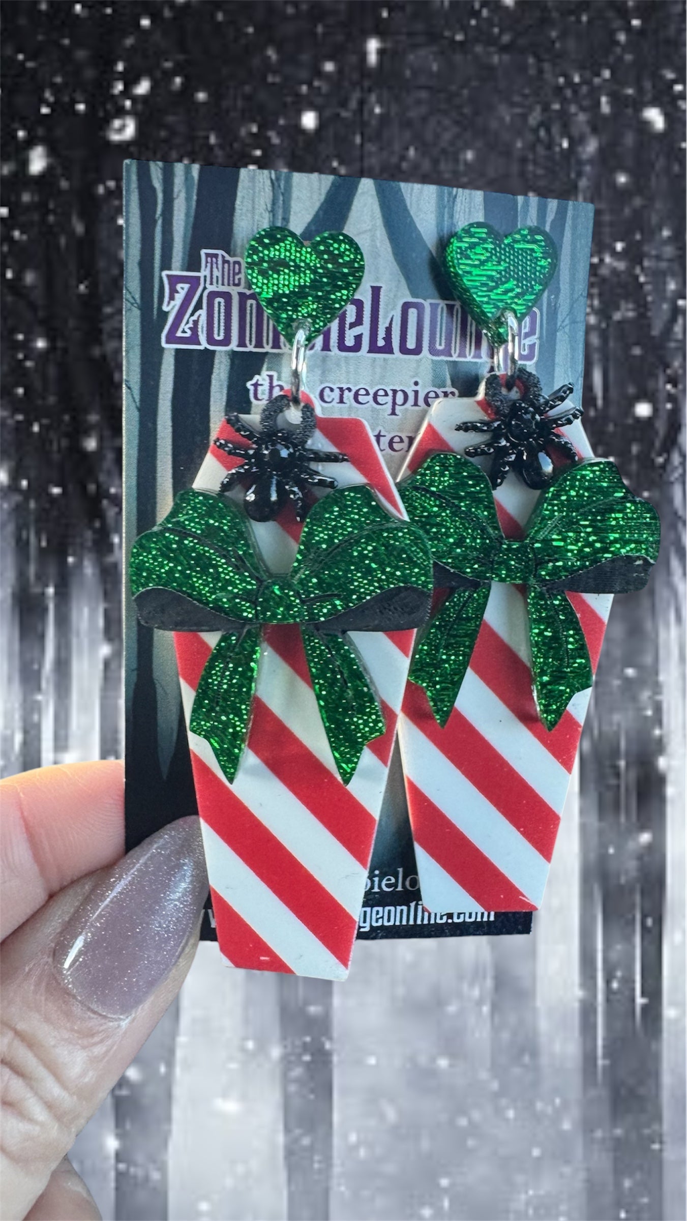 Candy Cane Coffin Earrings