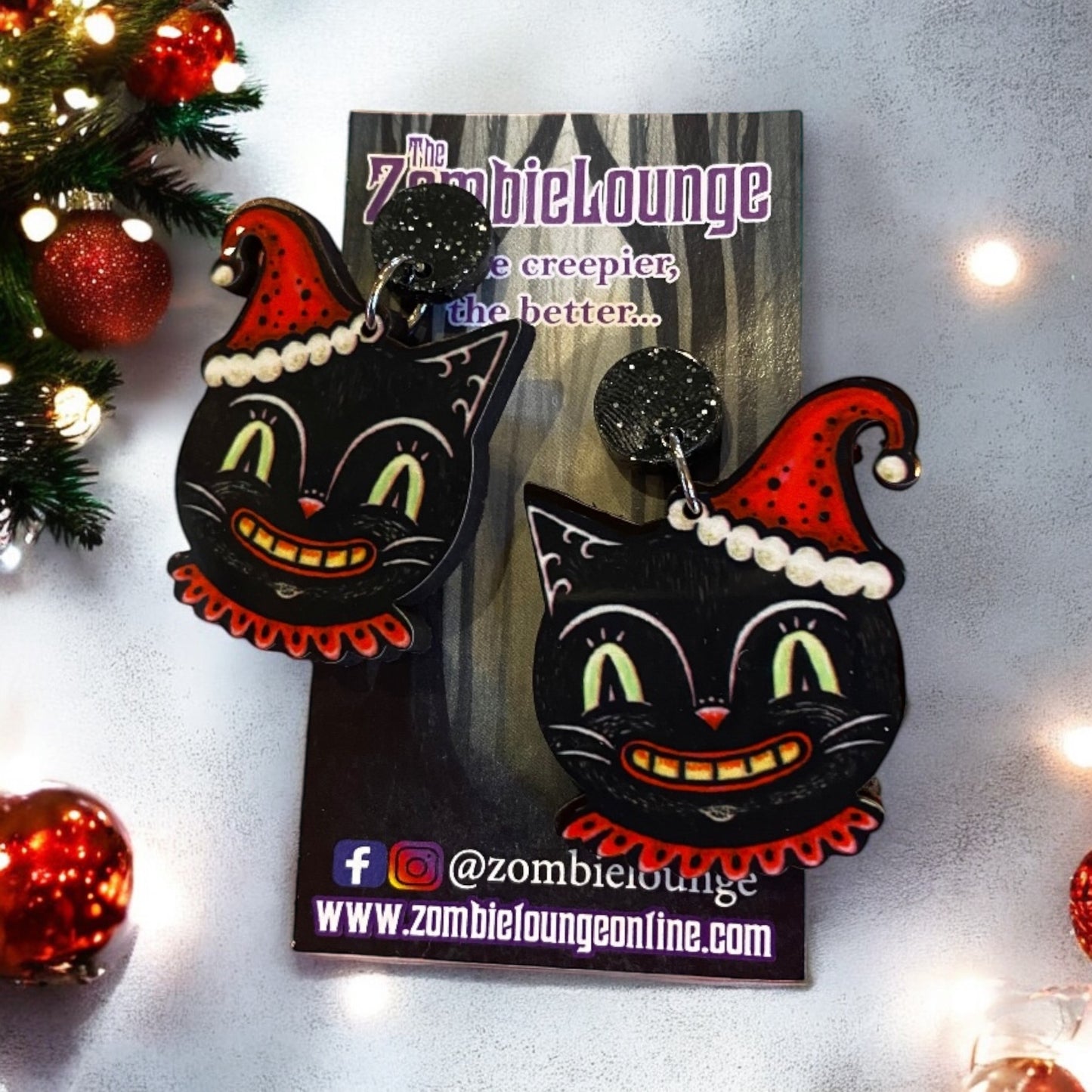 Johanna Parker Spookmas Black Cat Earrings