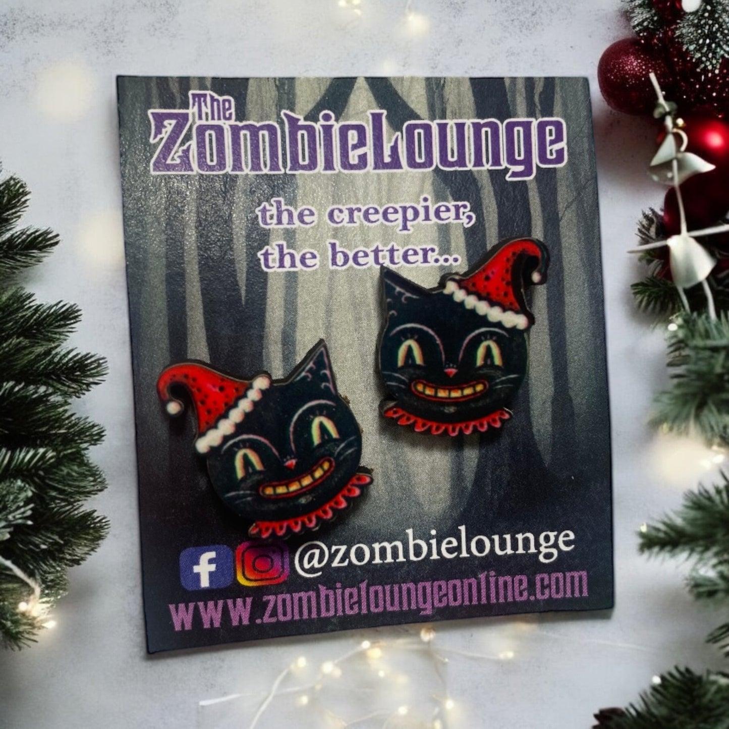 Johanna Parker Spookmas Black Cat Earrings