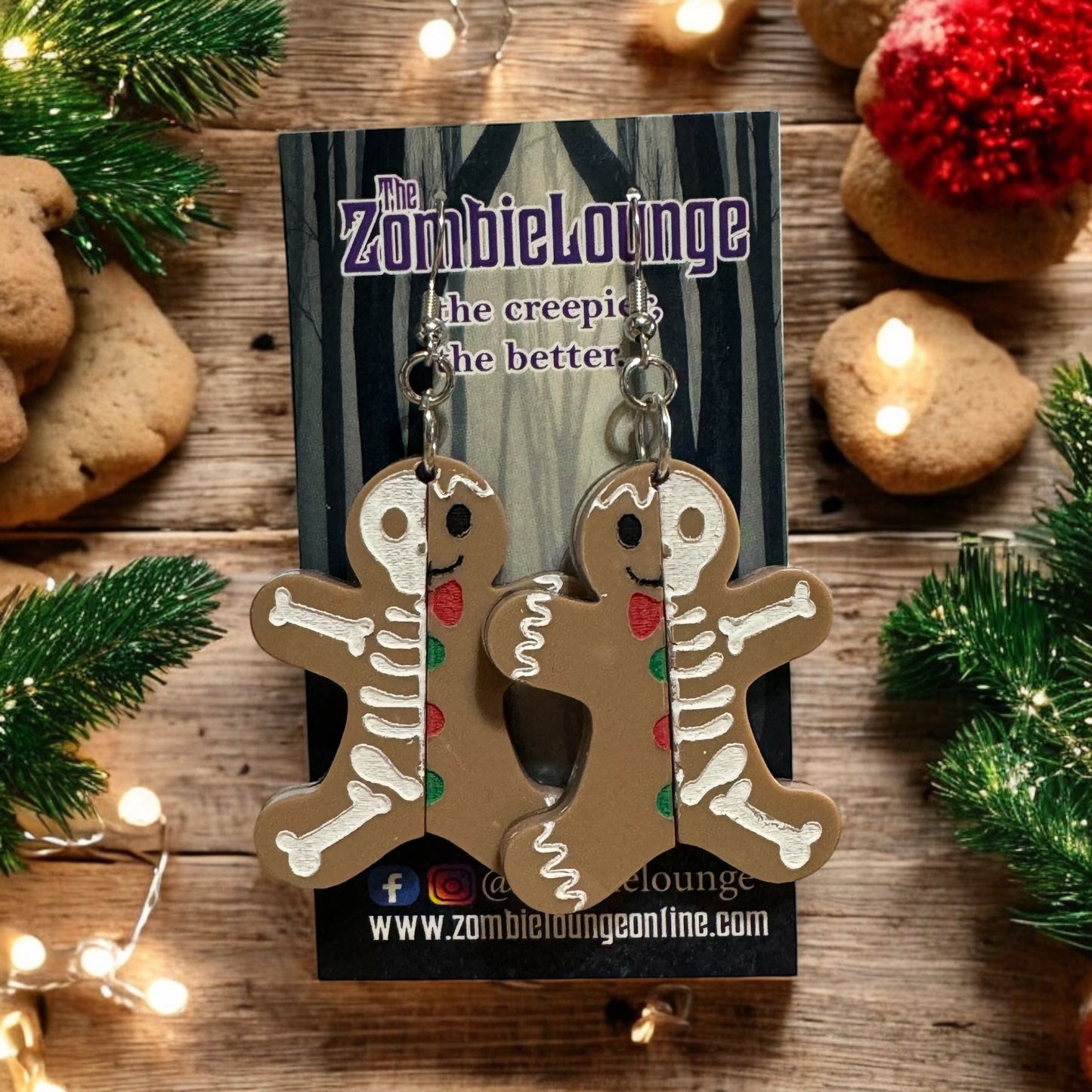 Skeleton Gingerbread Cookie Earrings