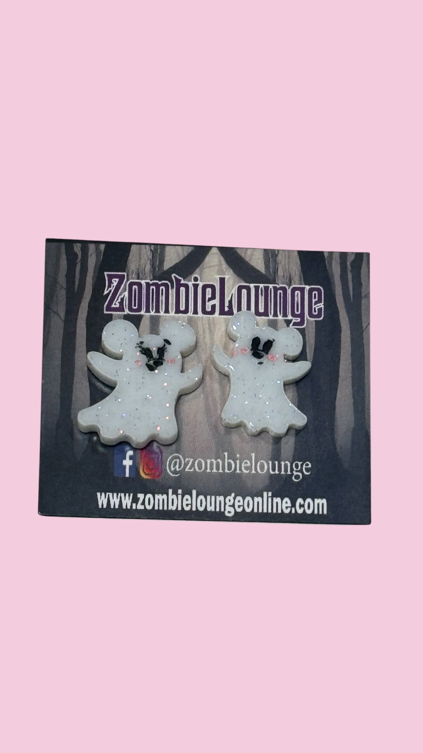 Cutie Ghost Mouse Earrings or keychain