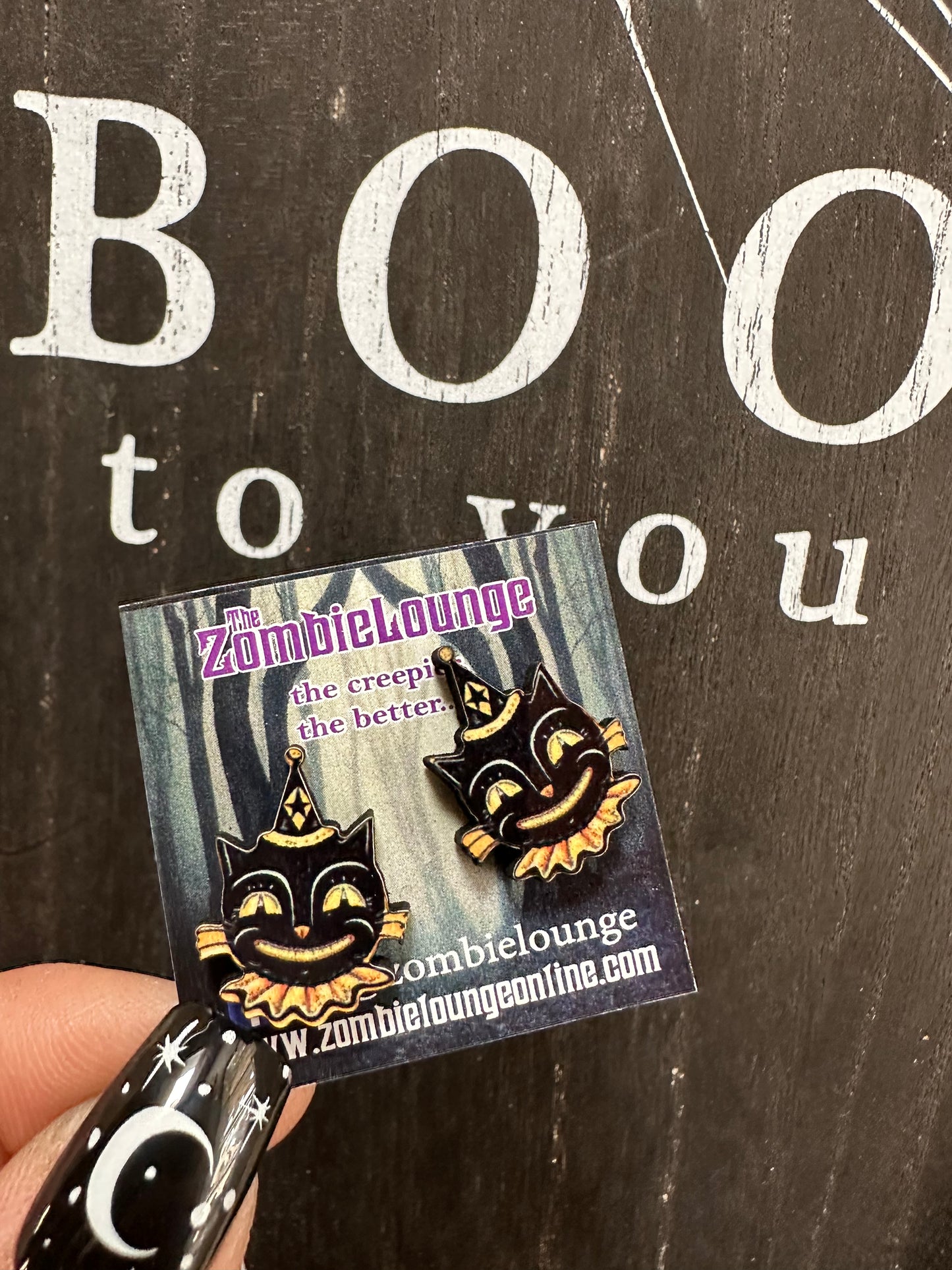 Johanna Parker Black Cat Hat Earrings