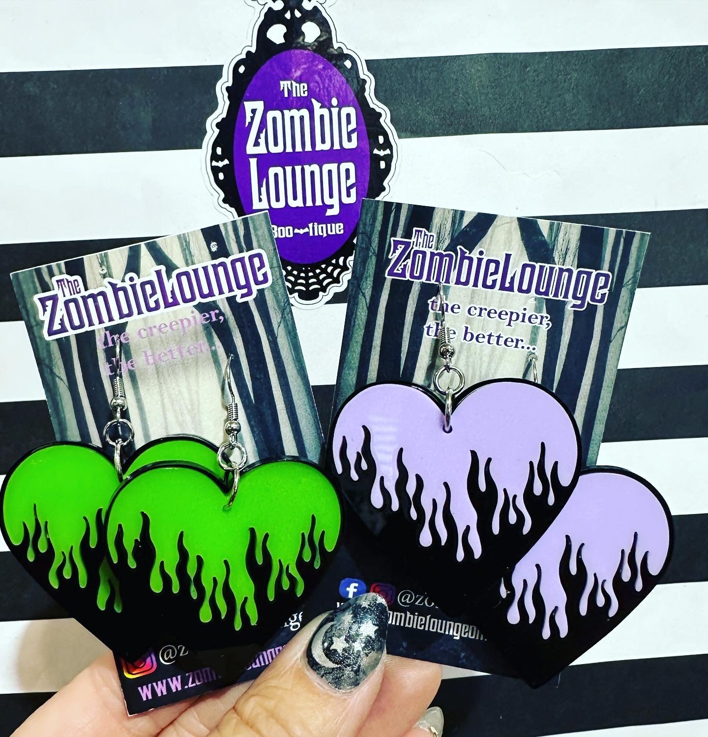 Flaming Heart Hanging Earrings