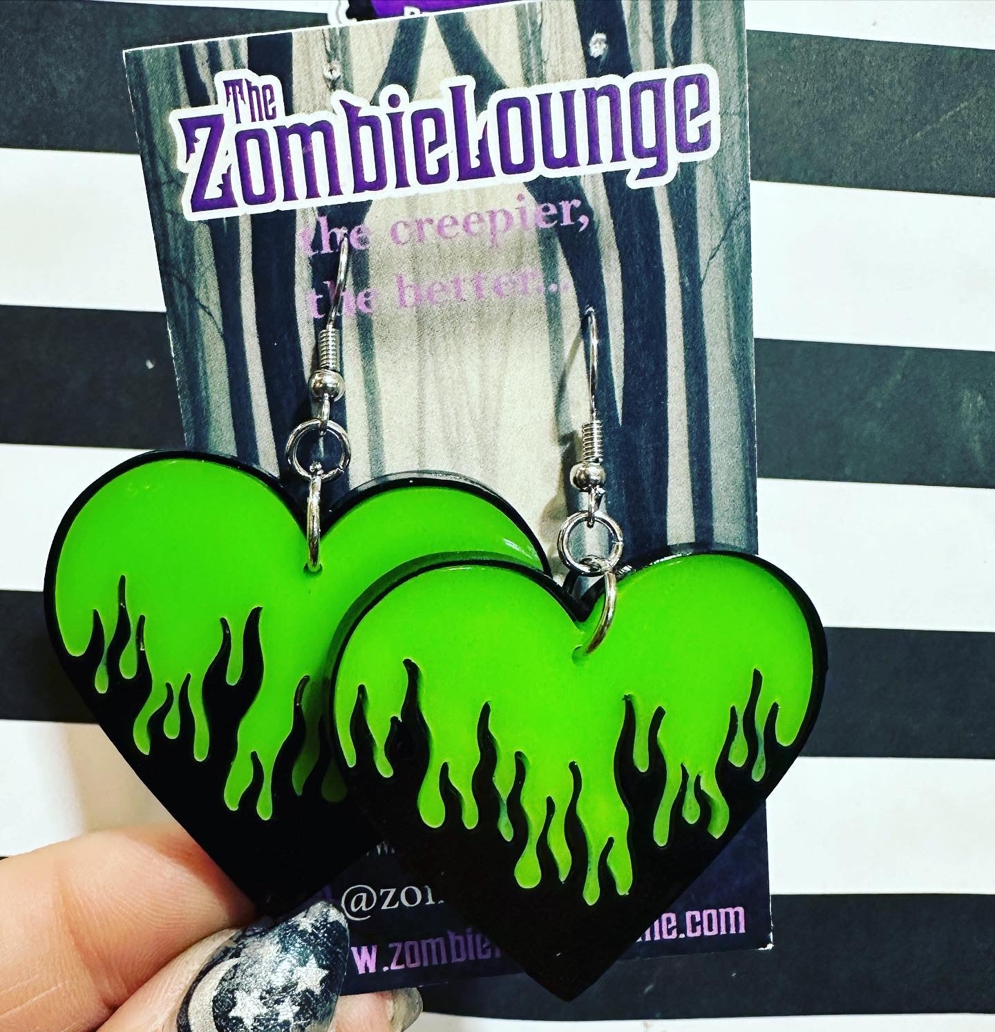 Flaming Heart Hanging Earrings