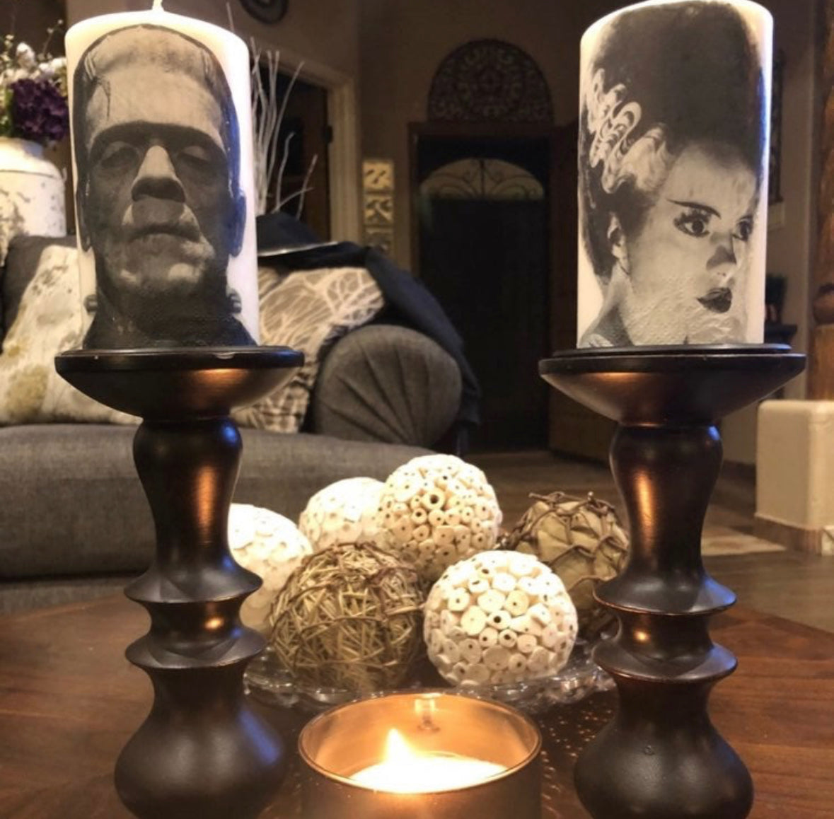 Frankenstein and Bride Candle Set