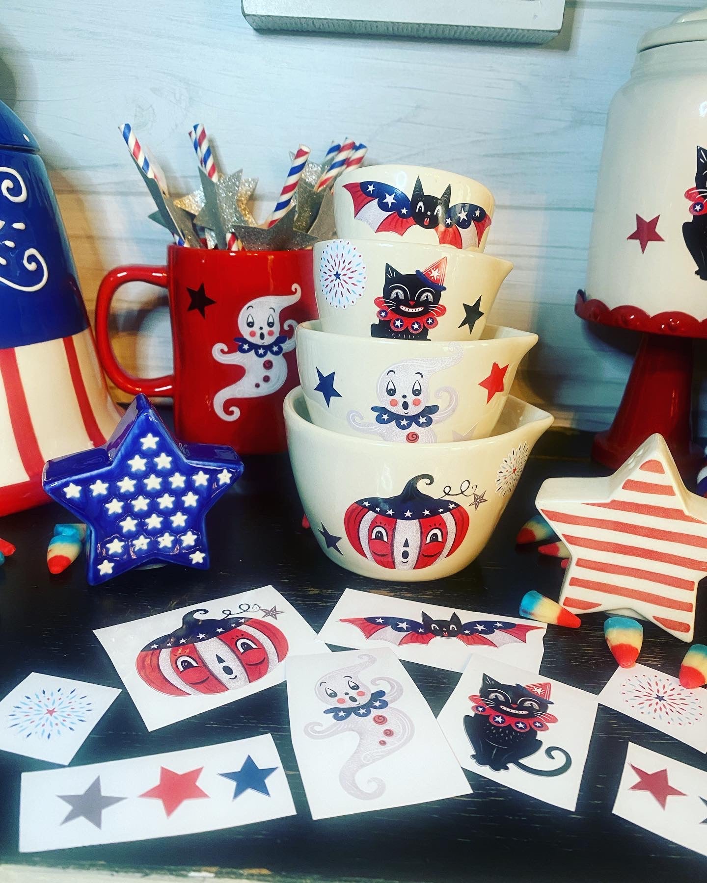 Johanna Parker Design Spooky Americana Measuring Cup Decals