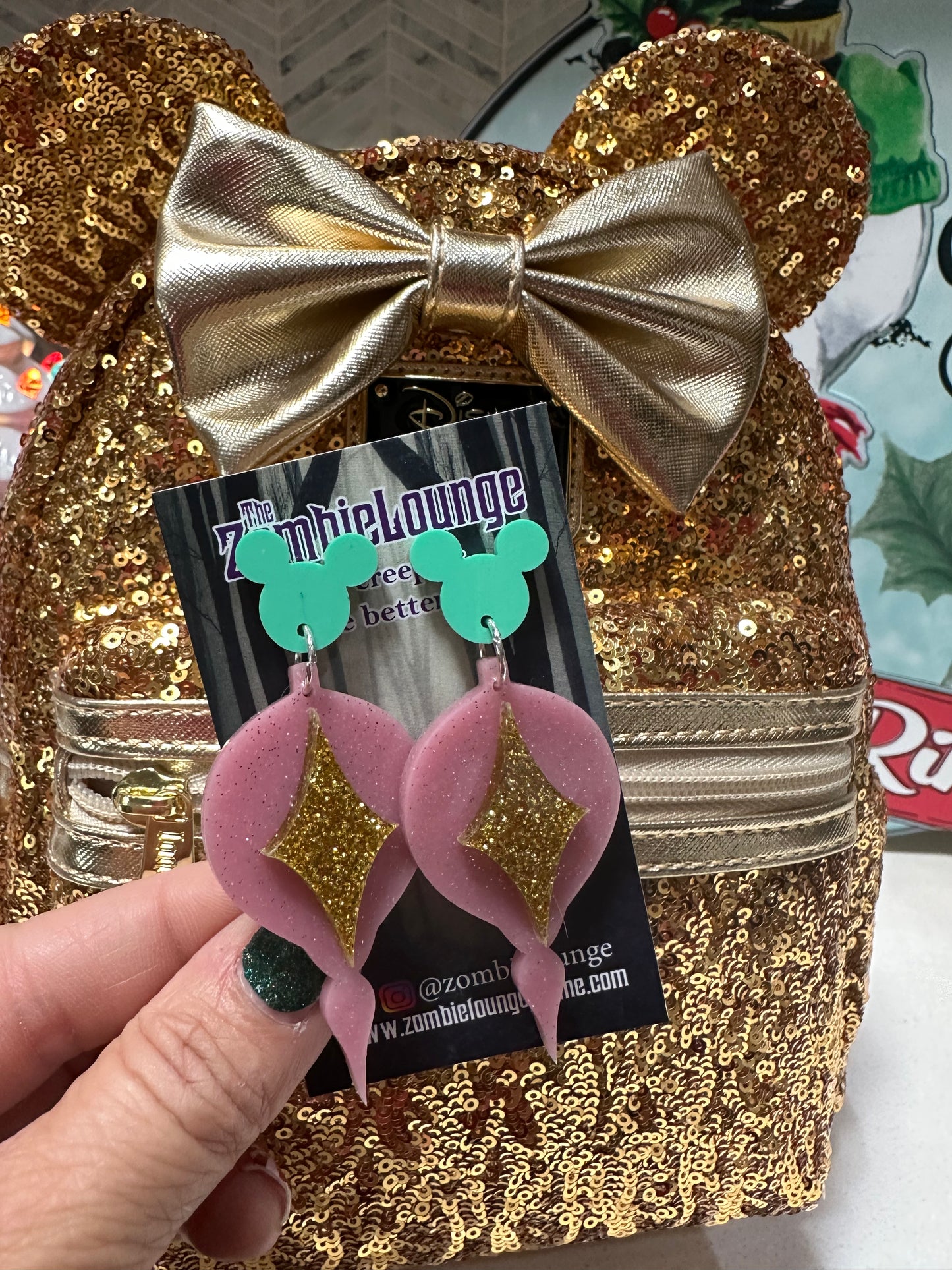 Retro Christmas Ornament Mouse Earrings