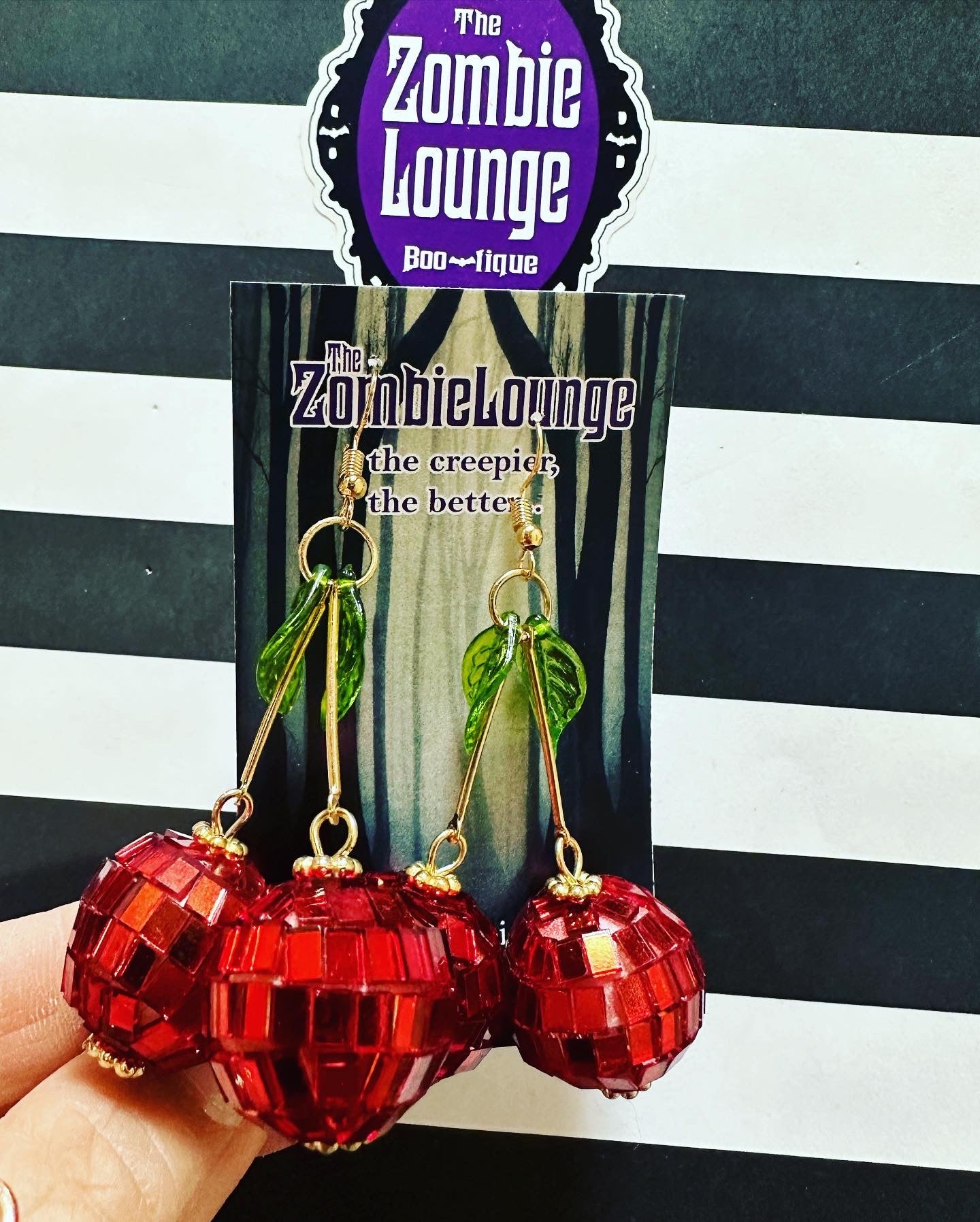 Cherry disco Ball Earrings