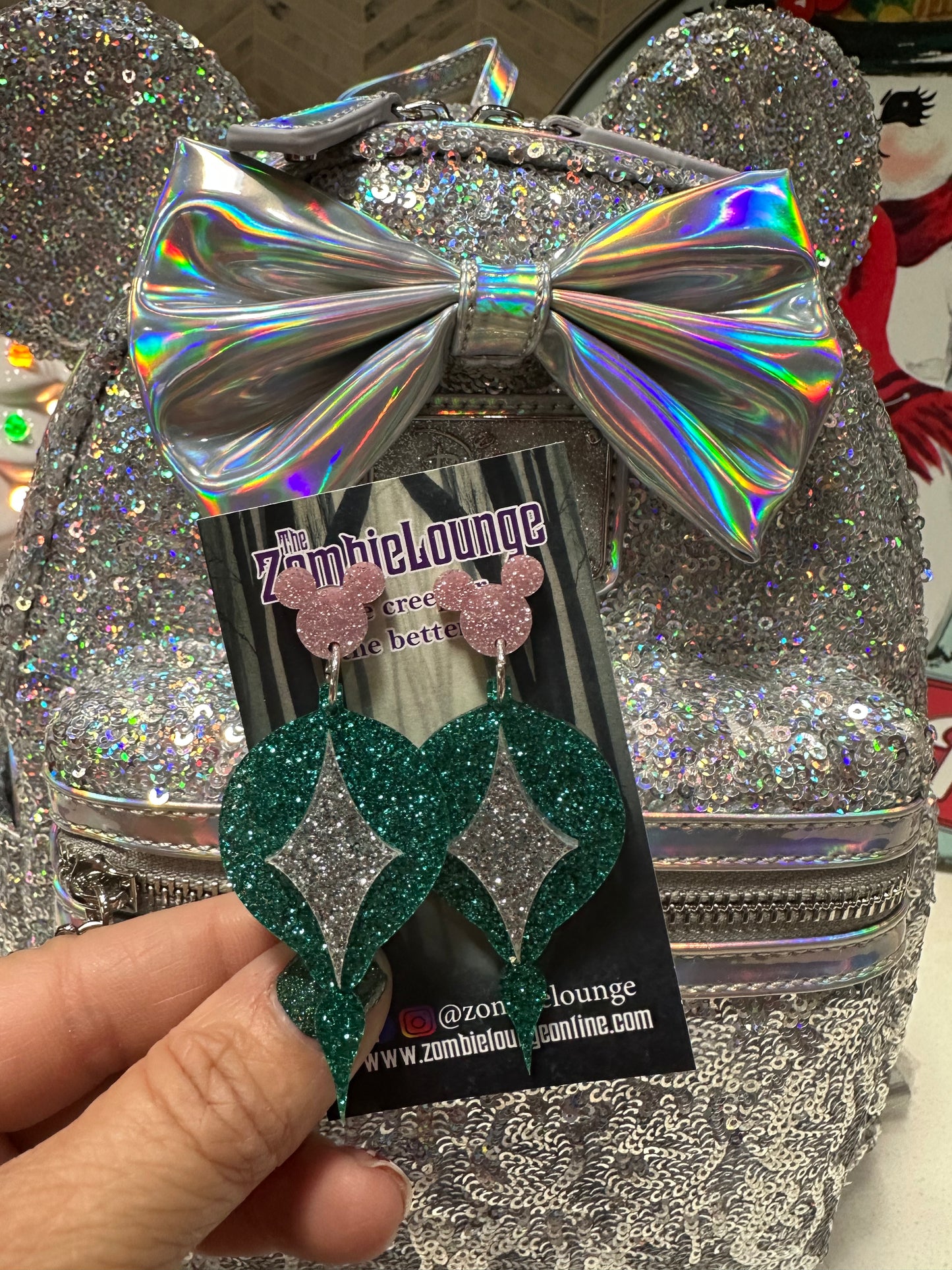 Retro Christmas Ornament Mouse Earrings