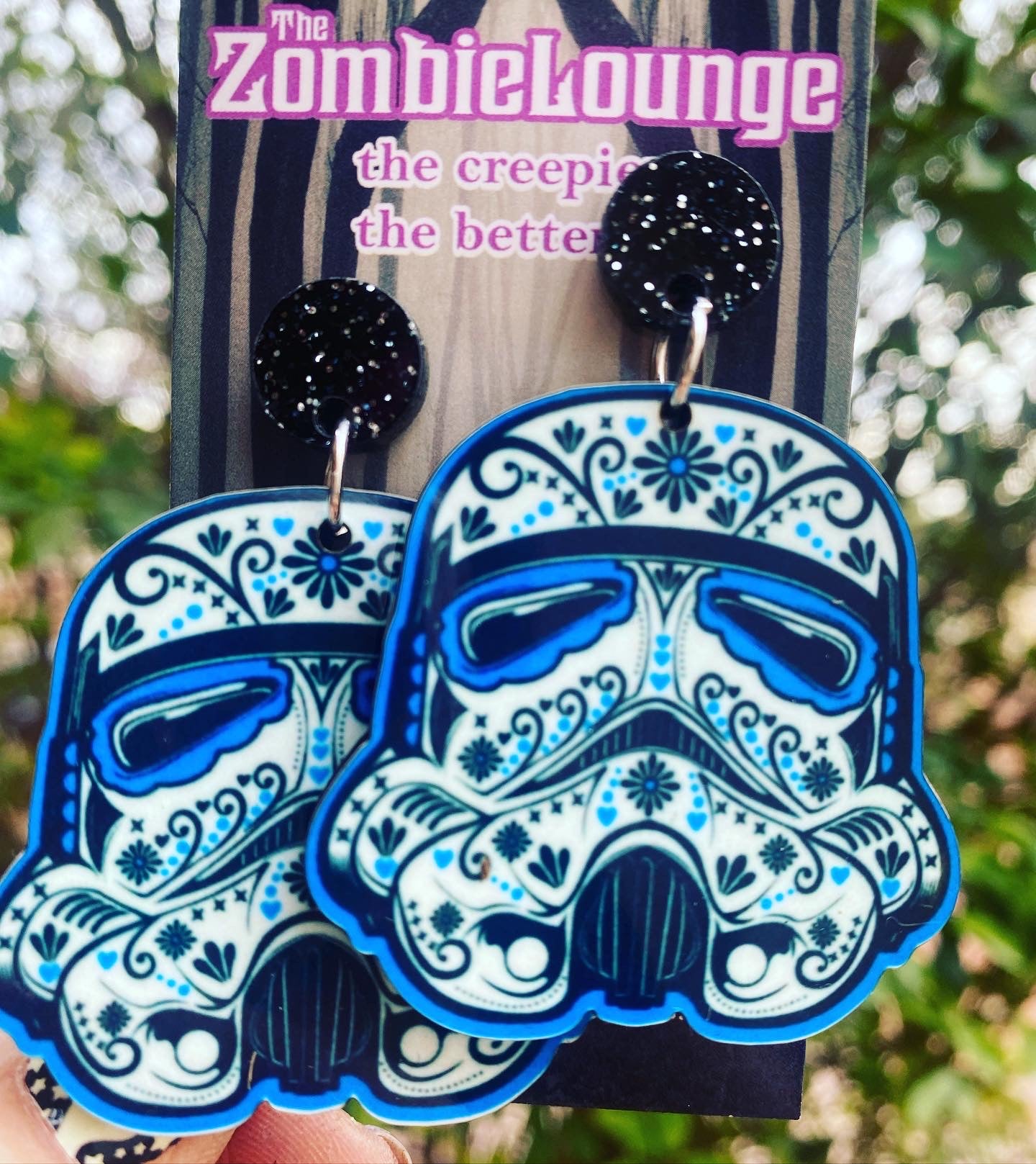 Trooper Blue Sugar Skull Earrings