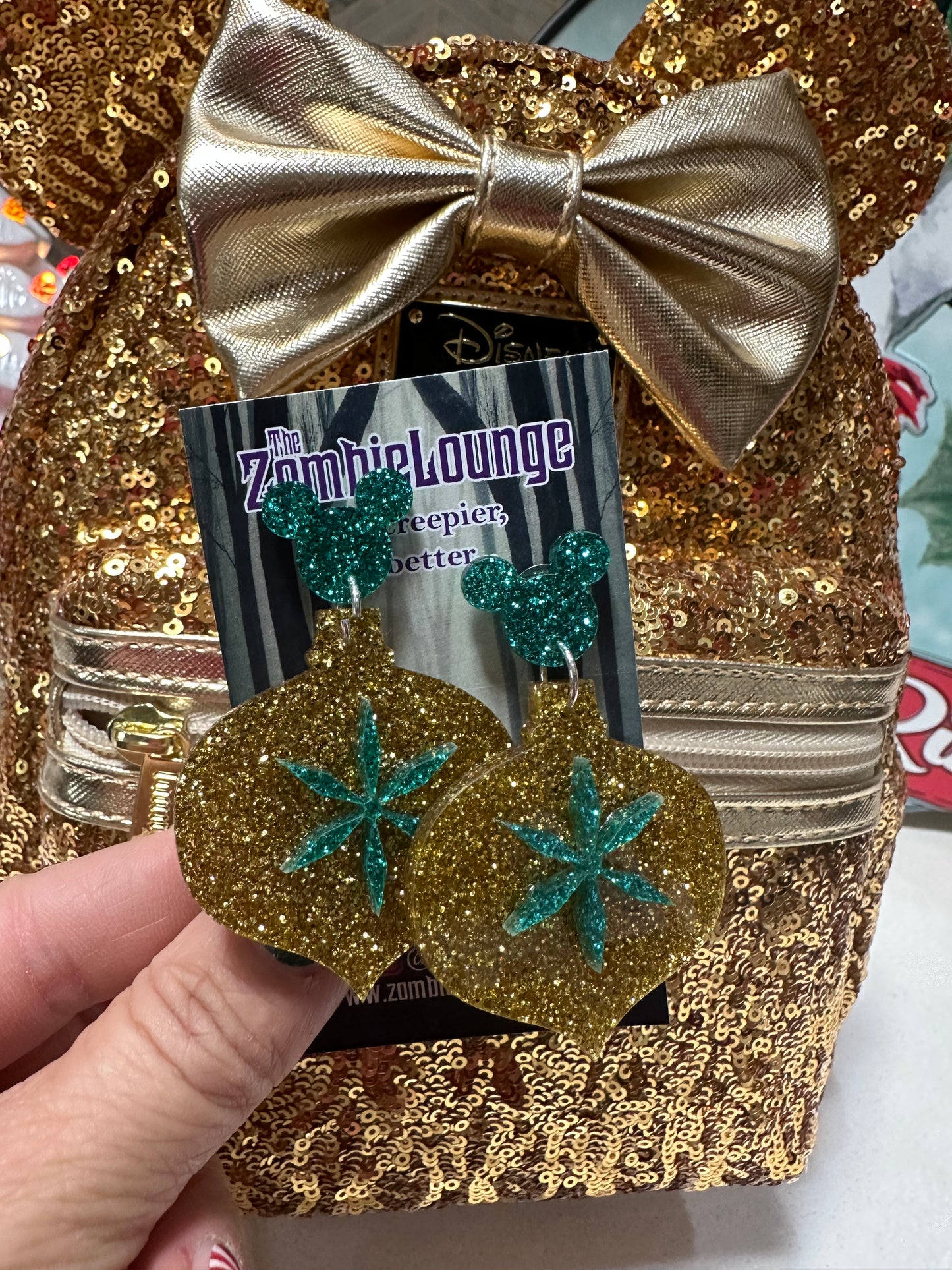 Retro Christmas Ornament Mouse Earrings