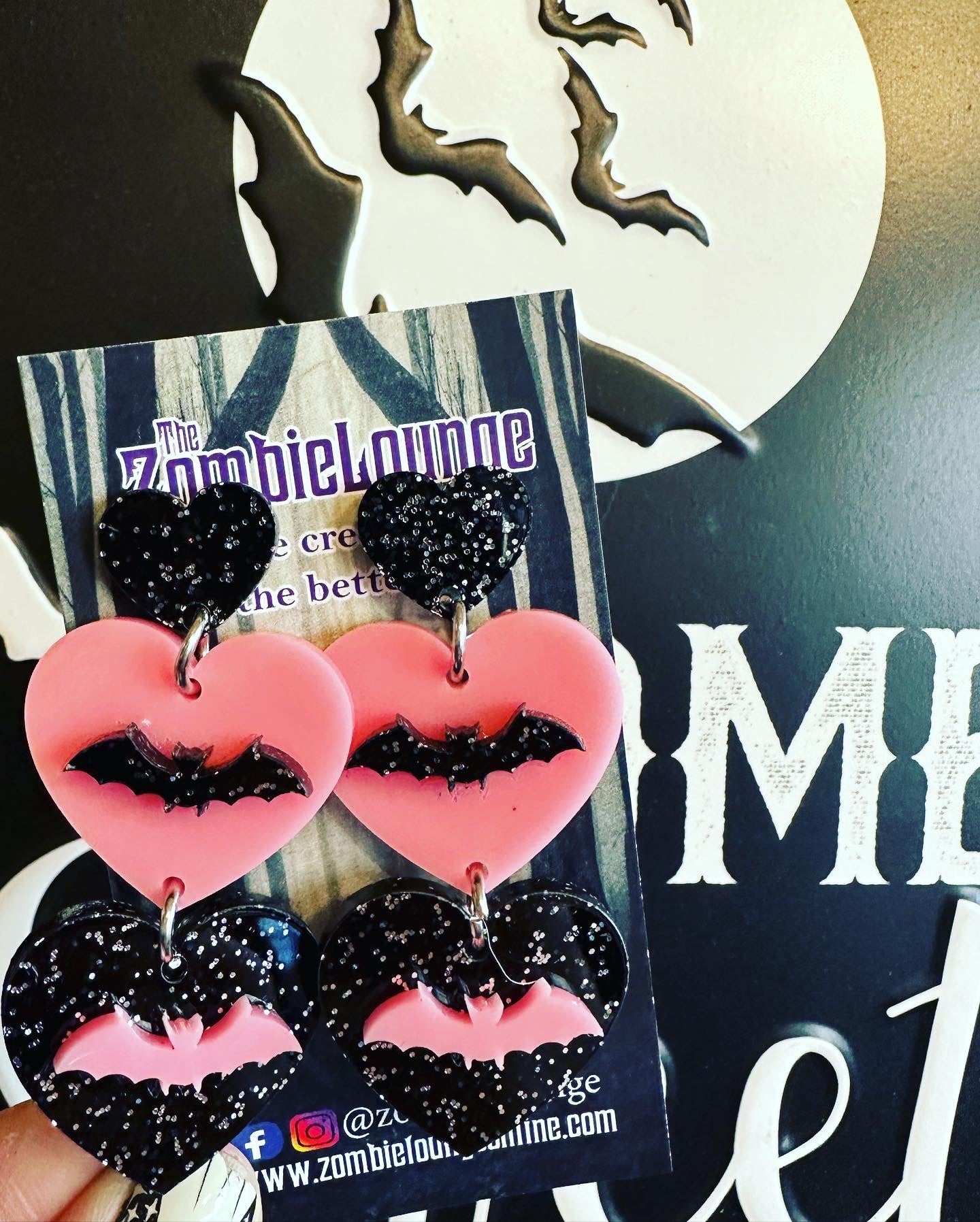 Valloween Bat Heart Earrings
