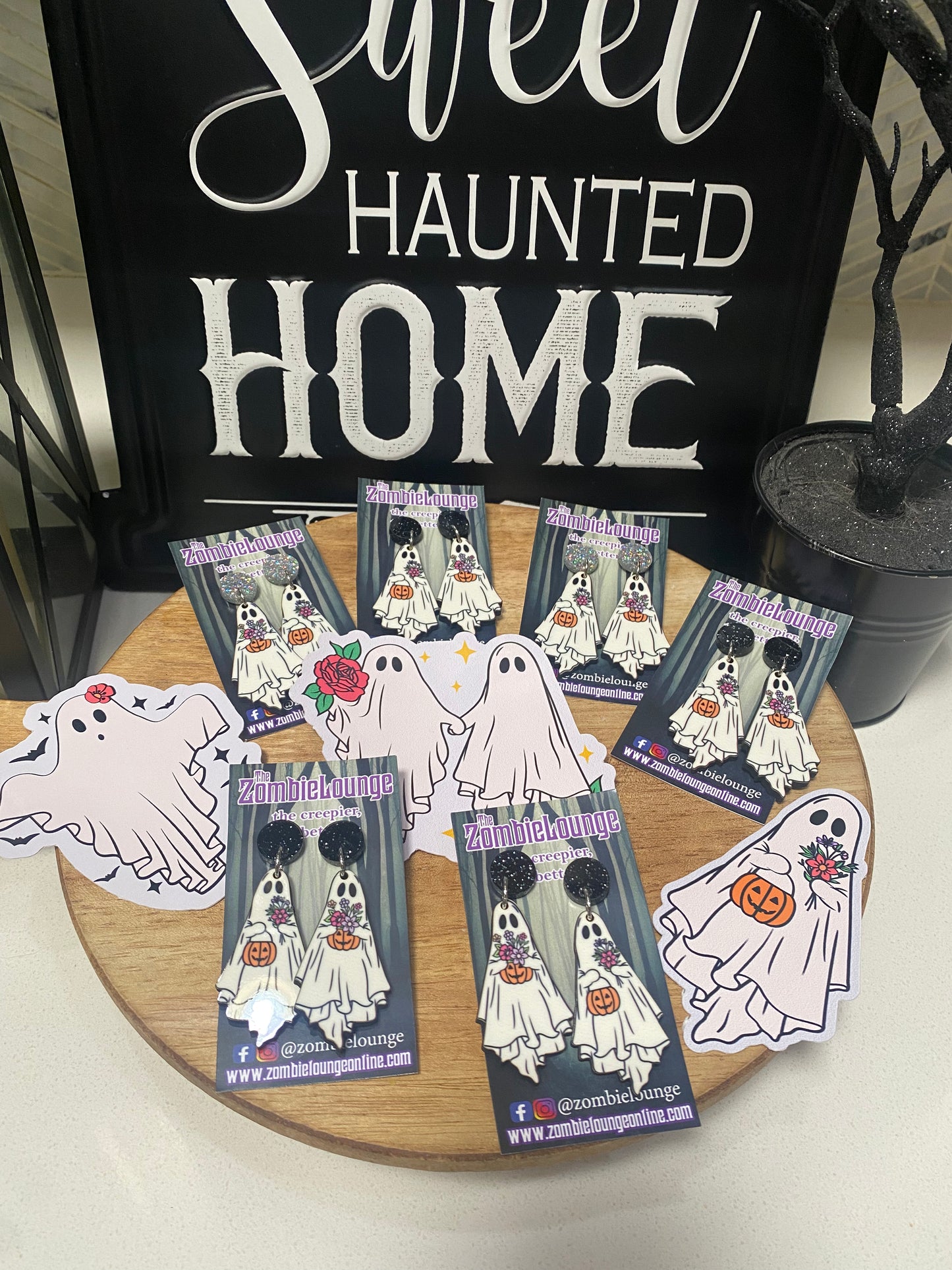 Floral Vintage Ghost Earrings