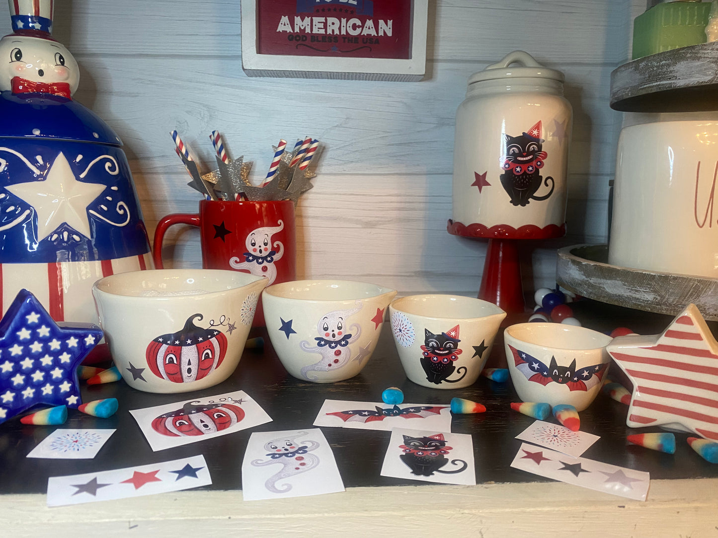 Johanna Parker Design Spooky Americana Measuring Cup Decals