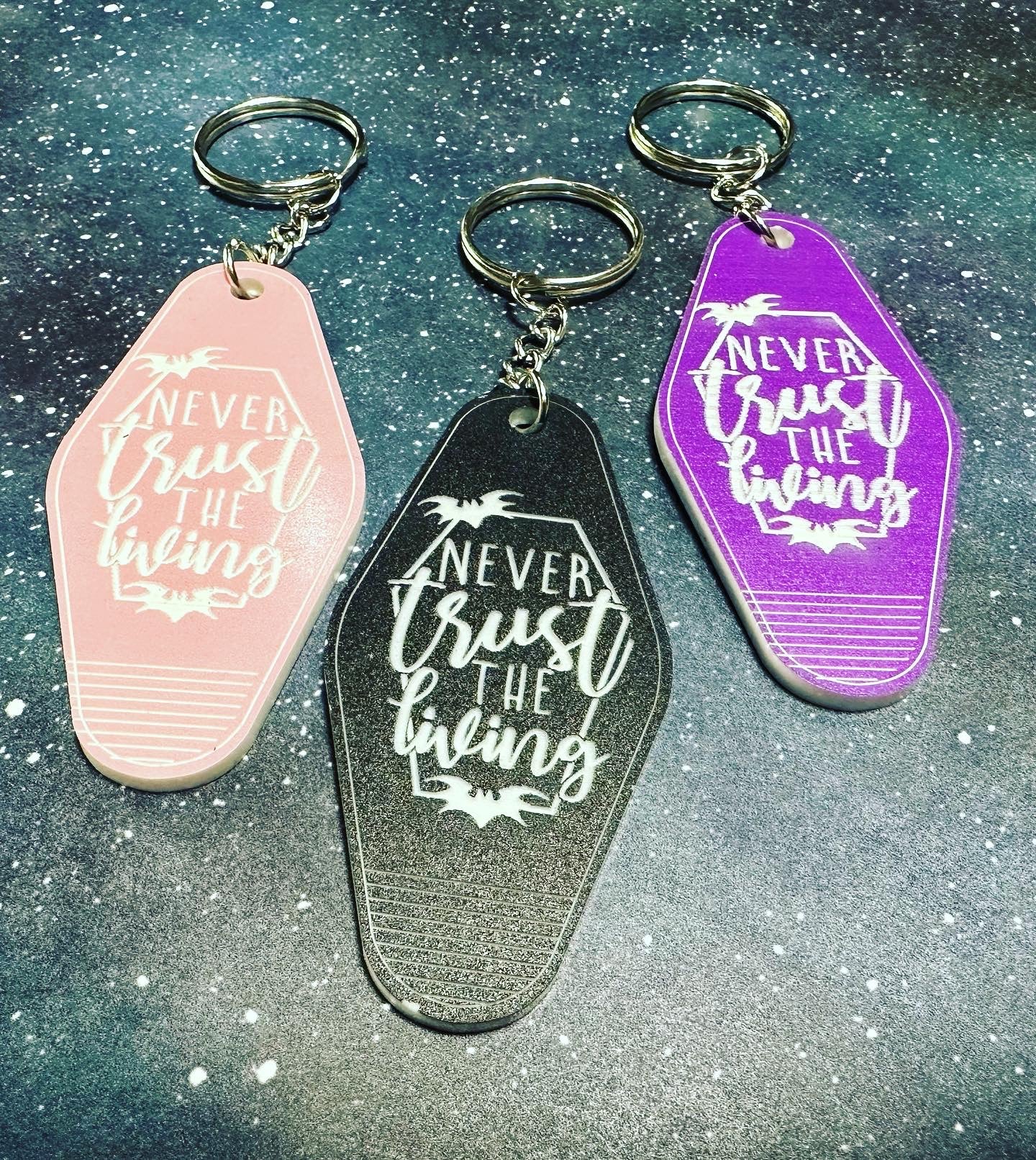 Retro Keychain Never Trust The Living