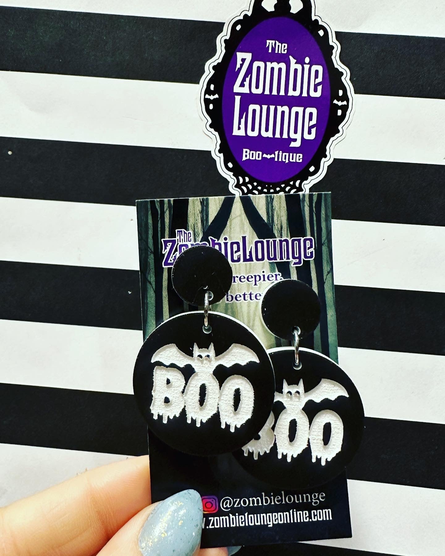 Round Boo Bat Earrings