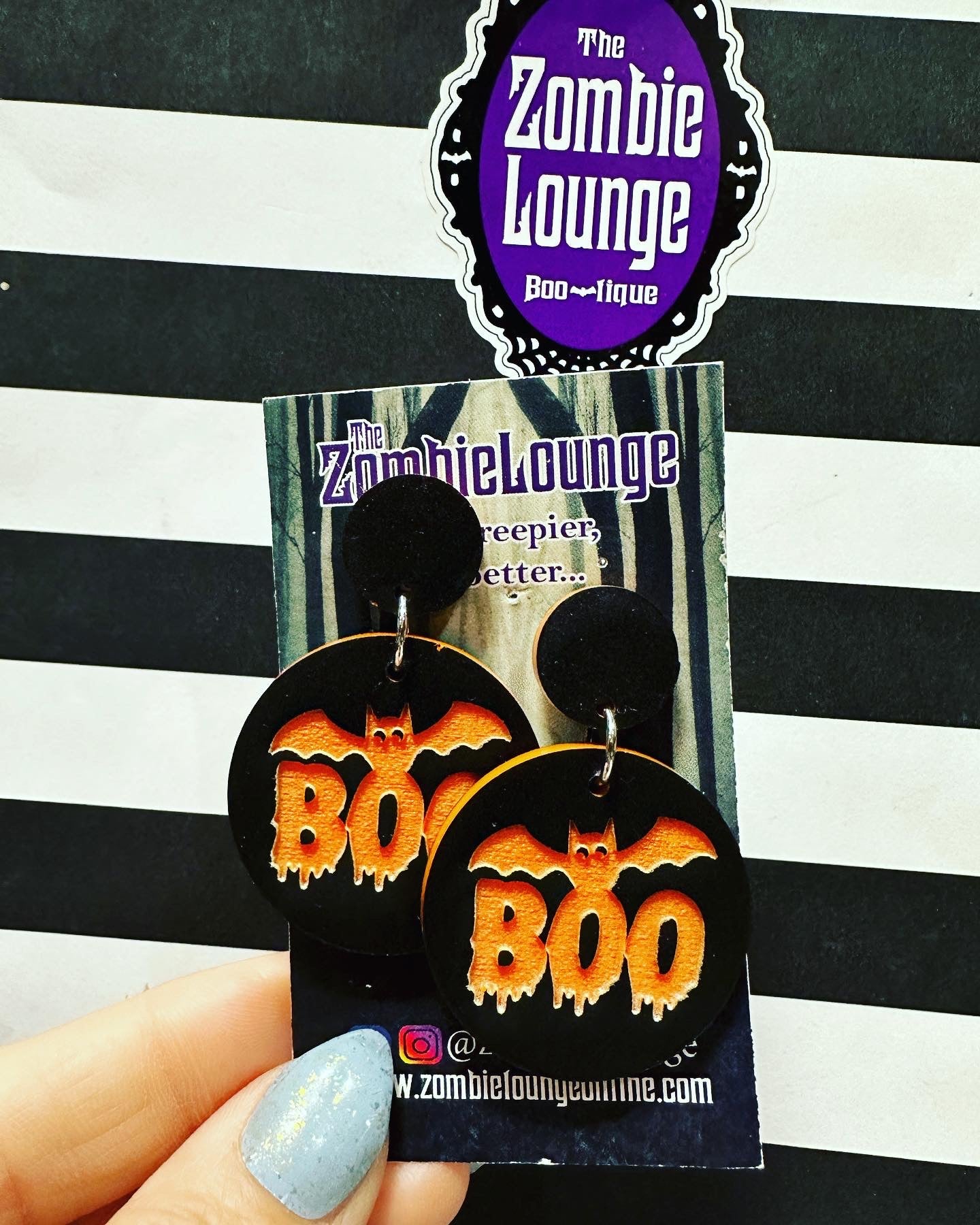Round Boo Bat Earrings