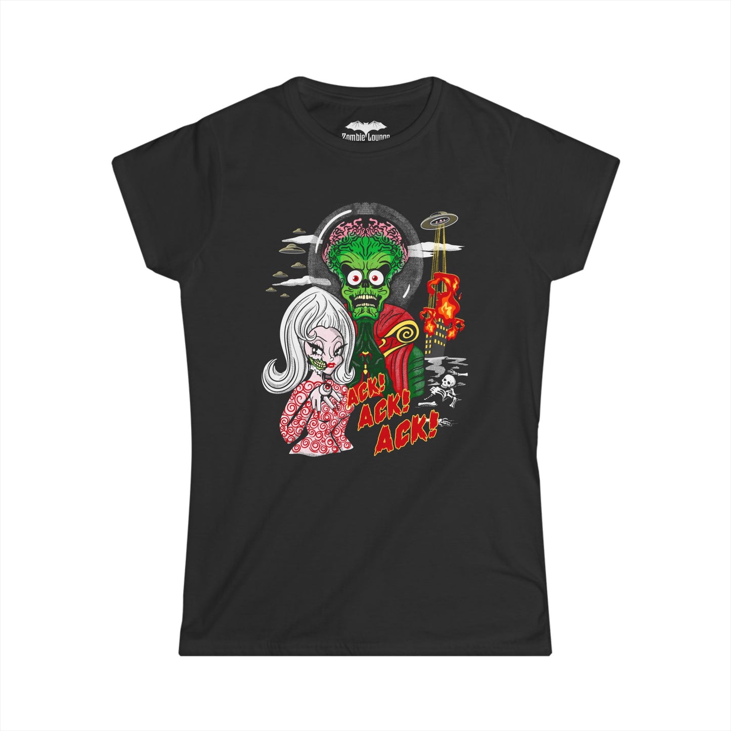Alien Invasion Tee — Retro Sci‑Fi 'Ack! Ack!' - Women's Shirt