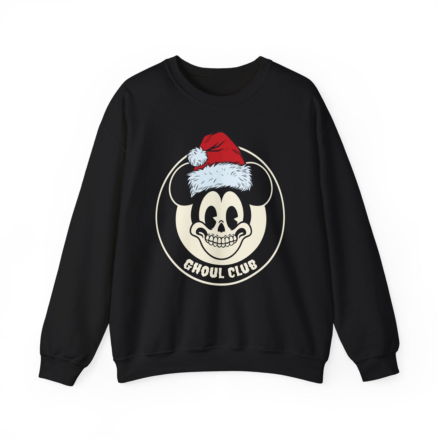 Ghoul Club Holiday Sweatshirt — Vintage Skull Mouse with Santa Hat Crewneck