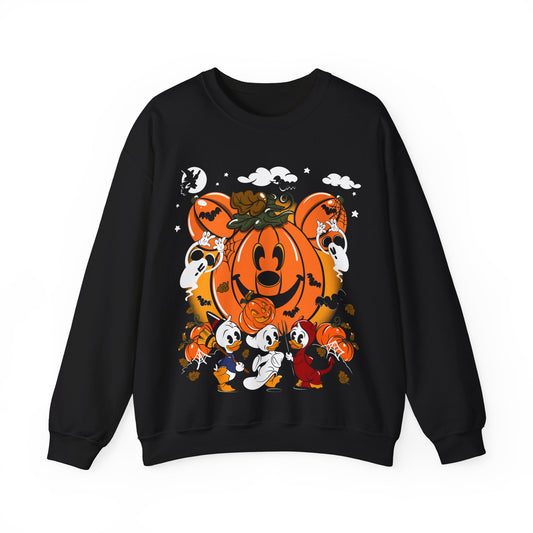 Trick or Treat Down Mainstreet with art by Natatat studios Unisex Heavy Blend™ Crewneck Sweatshirt