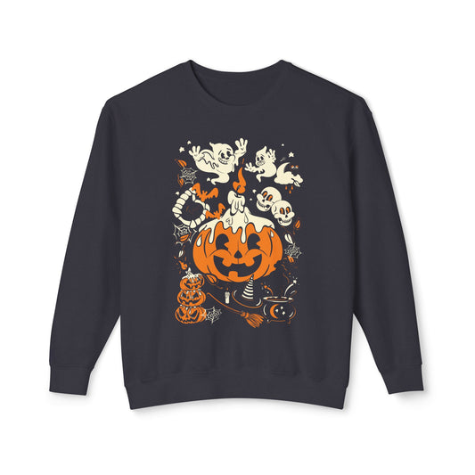 Halloween Pumpkin Unisex Lightweight Crewneck Sweatshirt