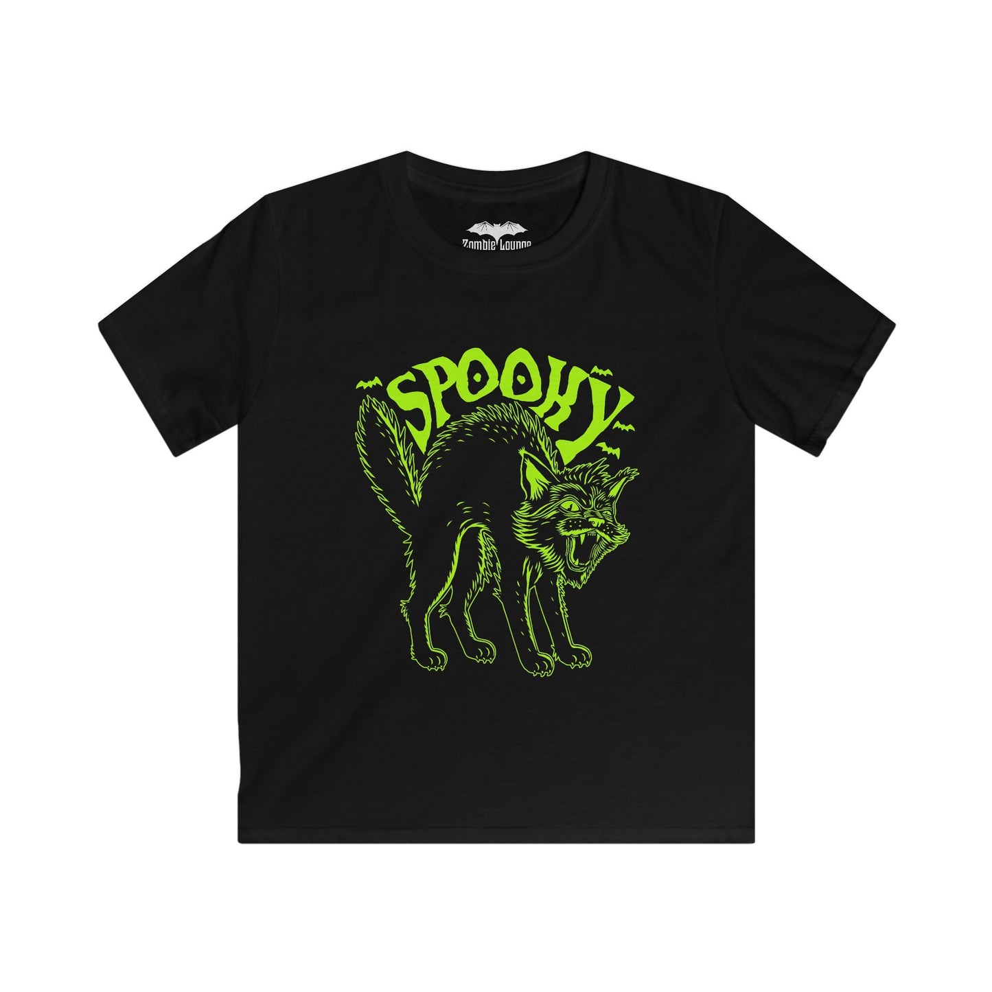 Kids Tee - 'Spooky' Green Scared Cat t shirt