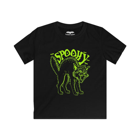 Kids Tee - 'Spooky' Green Scared Cat t shirt