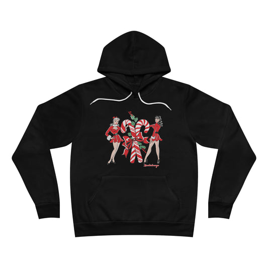 Vintage Christmas Pin up Unisex Fleece Pullover Hoodie