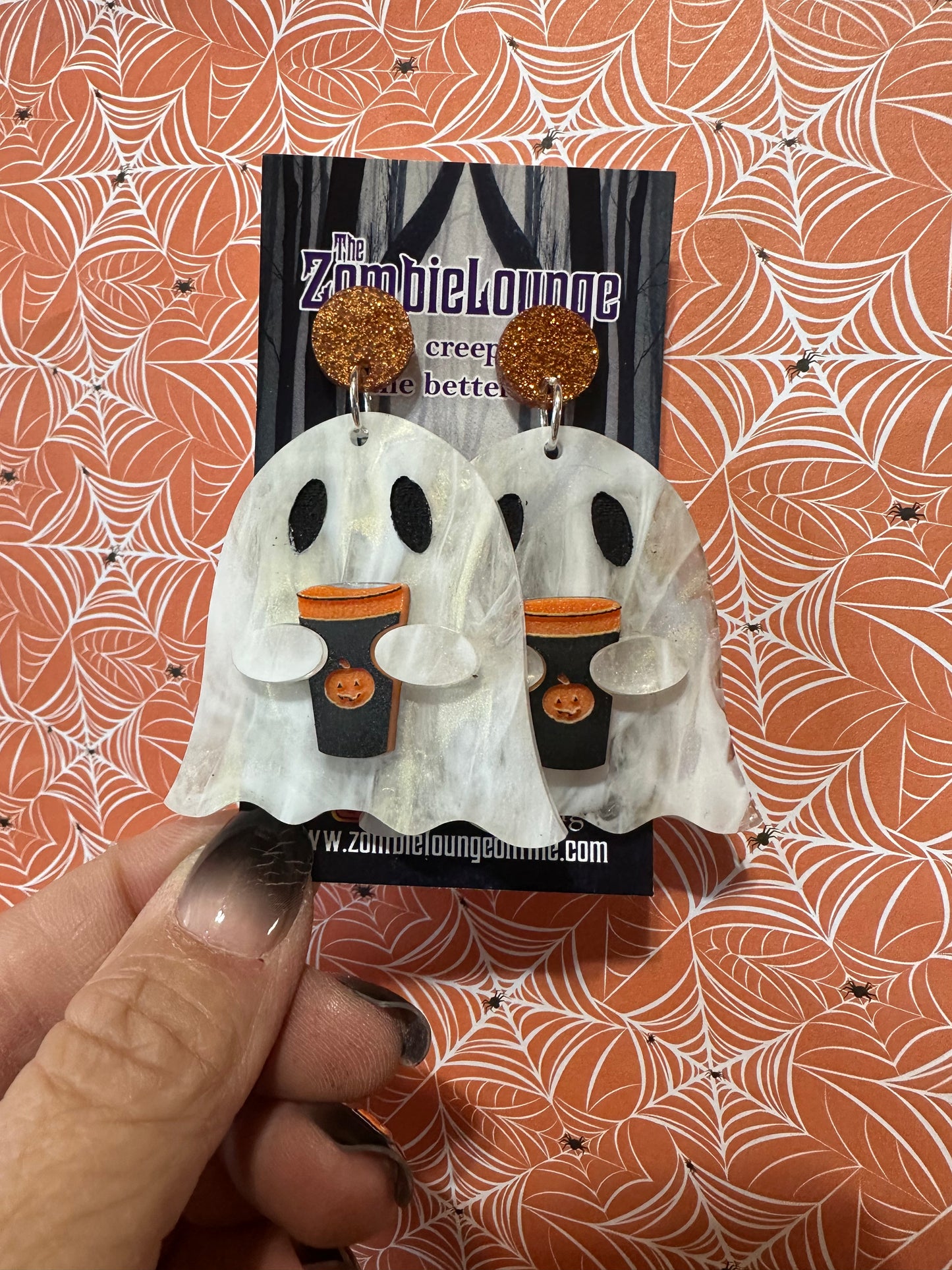 Pumpkin Spice Latte Ghost Earrings
