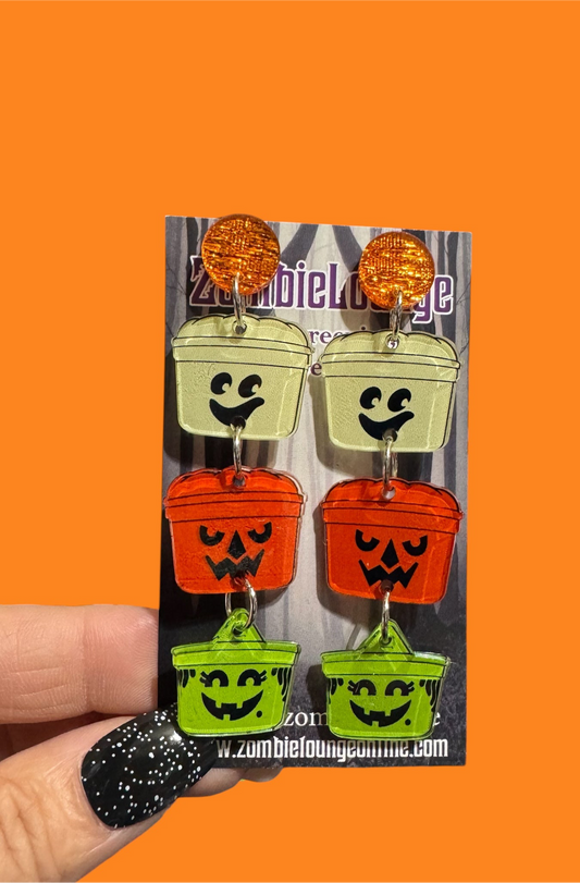 Retro Halloween Bucket Earrings