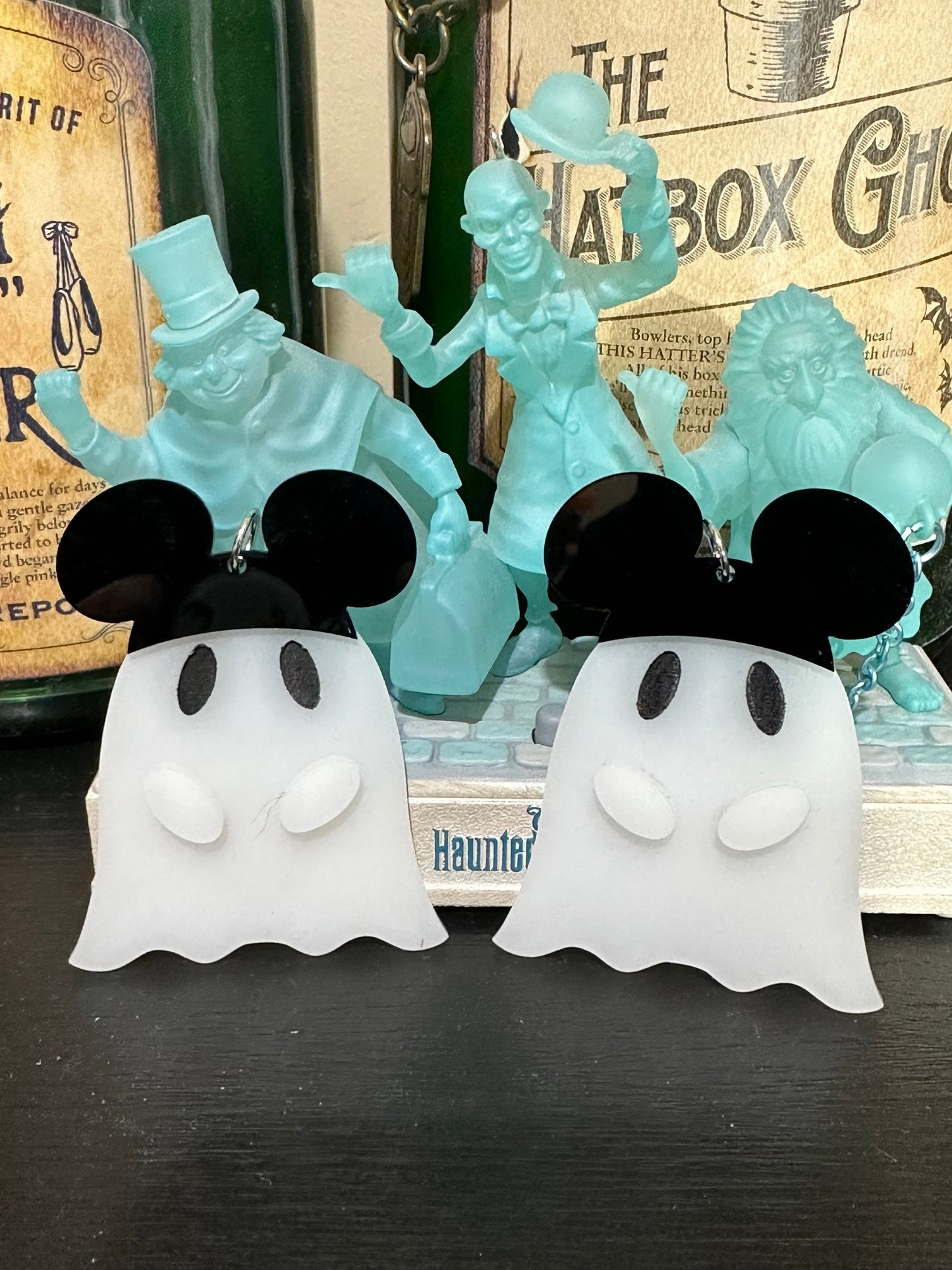 Ghost Mouse Hat Earrings