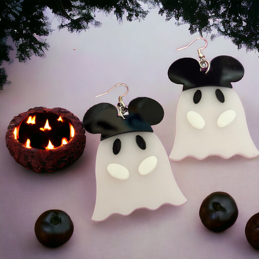 Ghost Mouse Hat Earrings