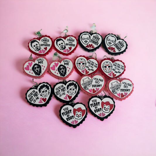 Horror Movie Valentine Earrings