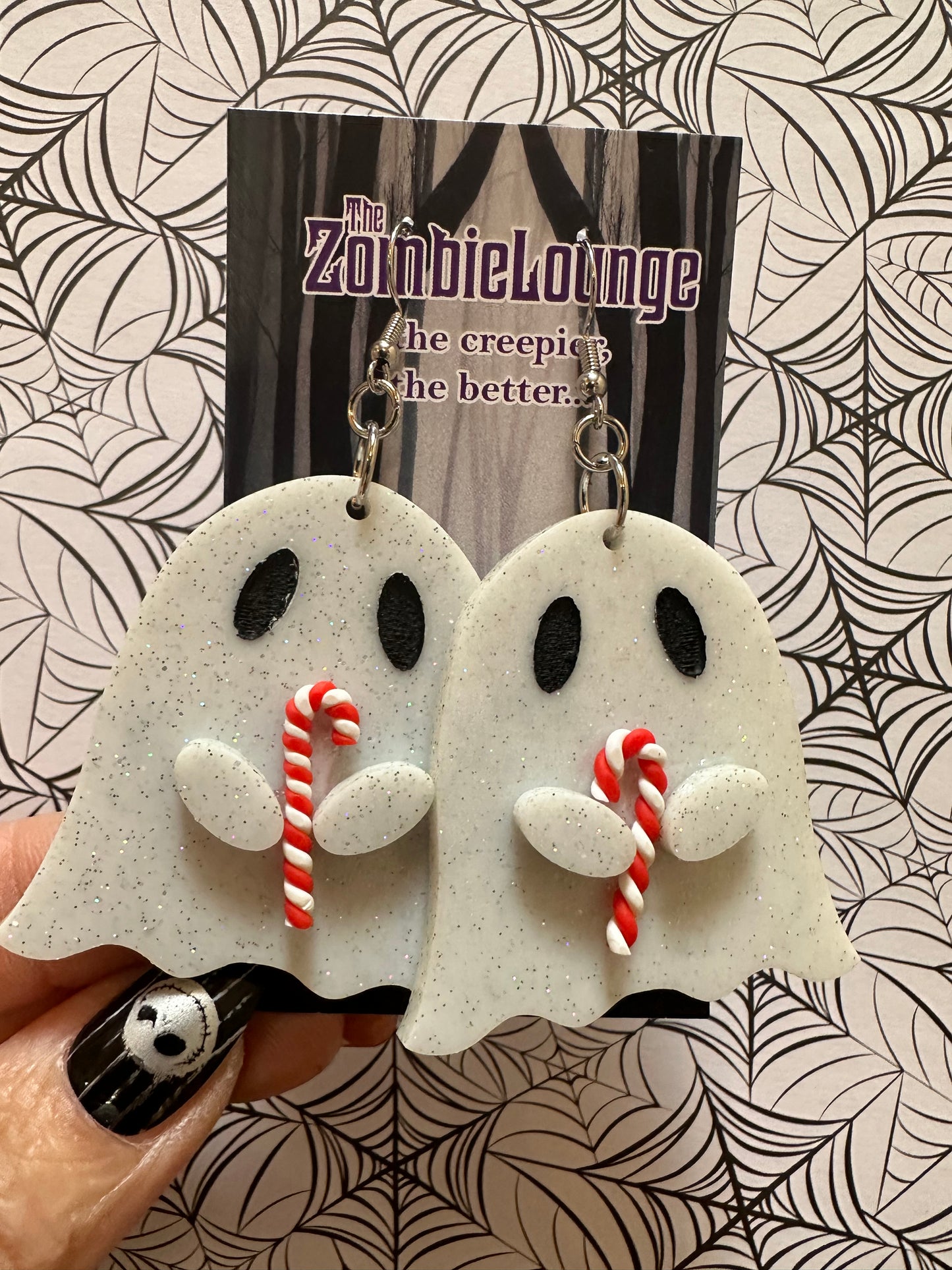 Candy Cane Ghost Earrings