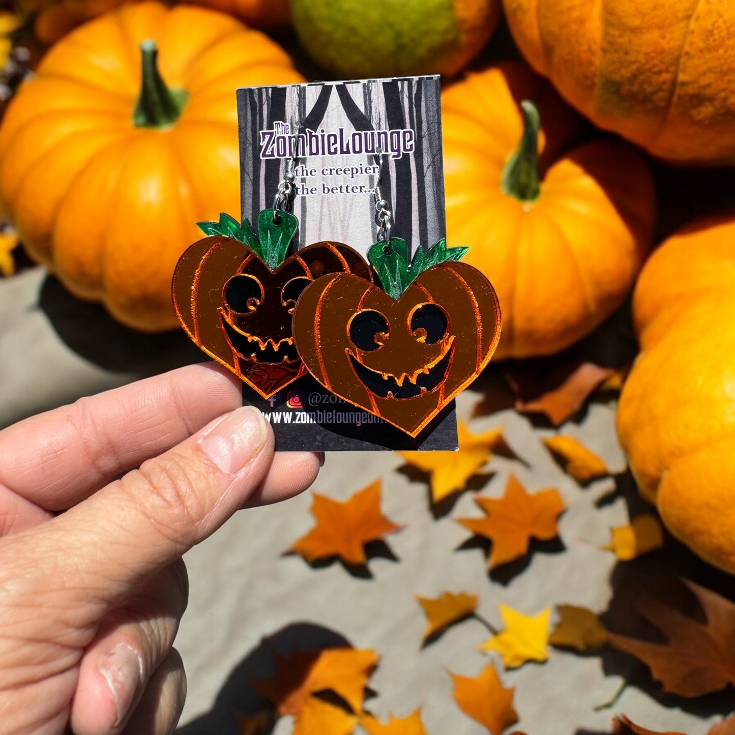 Metallic Pumpkin Heart Earrings