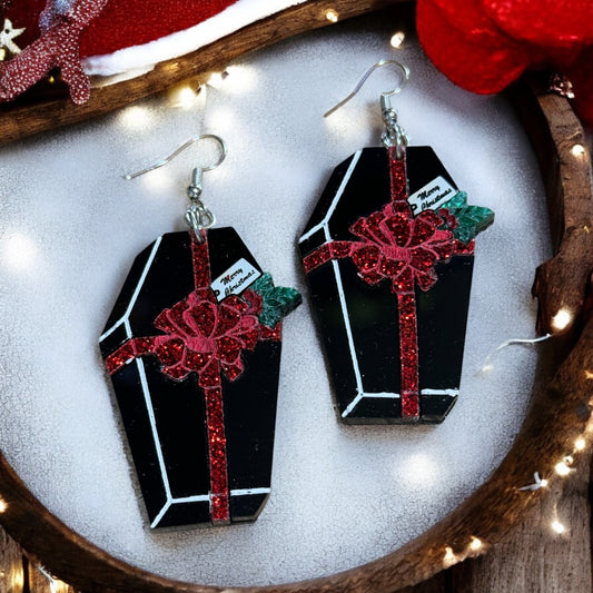 Christmas Coffin Earrings