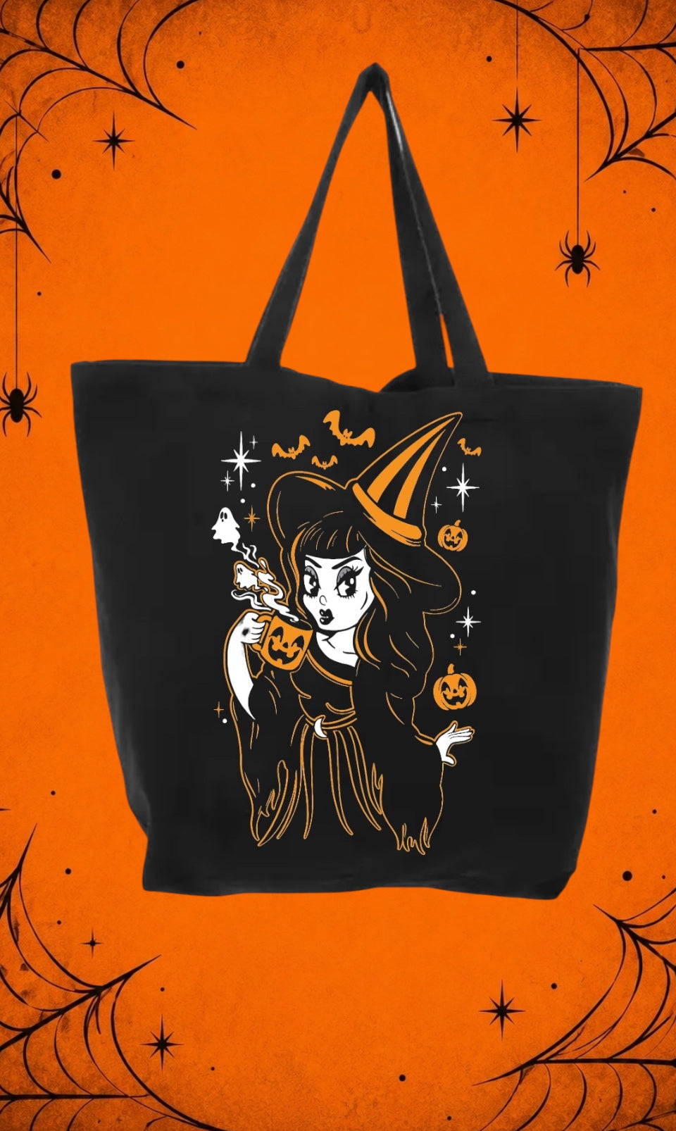 Orange Witch Tote Bag